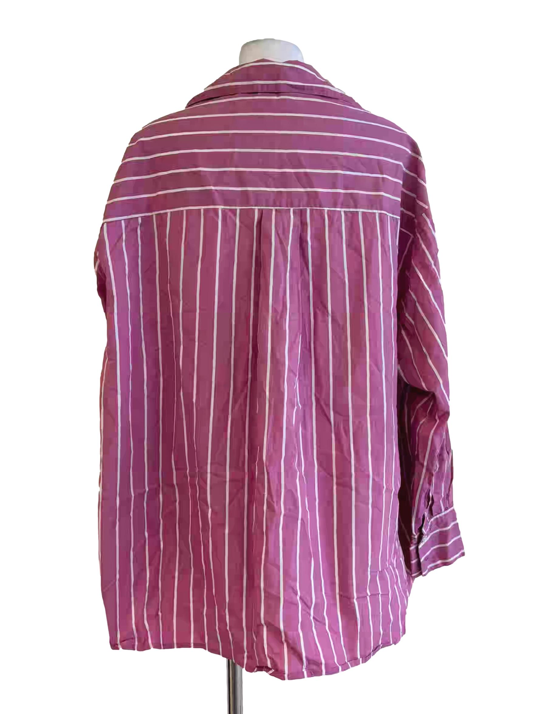 Blush Pink Long Sleeve Oversized Striped Shirt