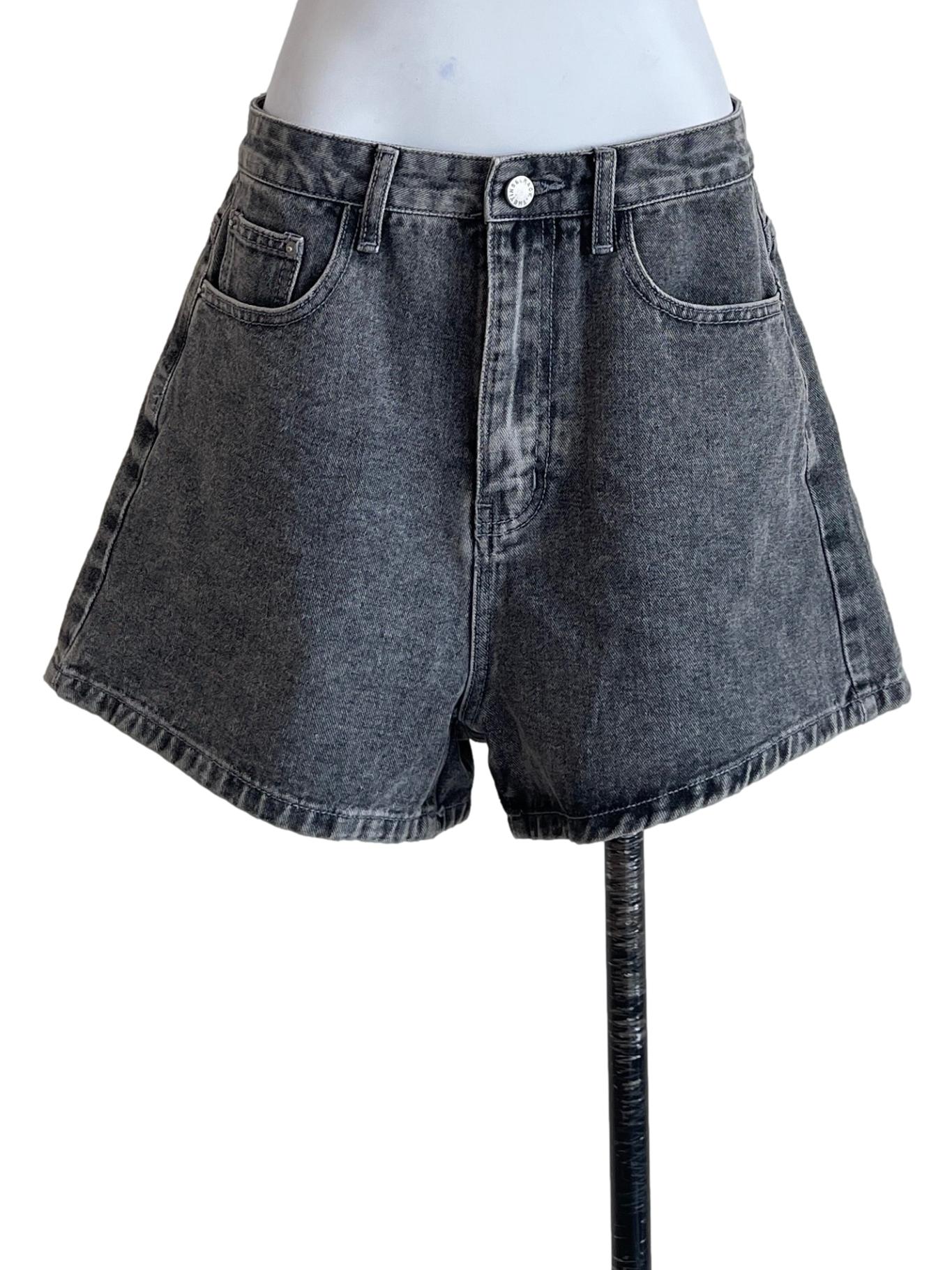 Fog Grey Boyfriend Denim Shorts