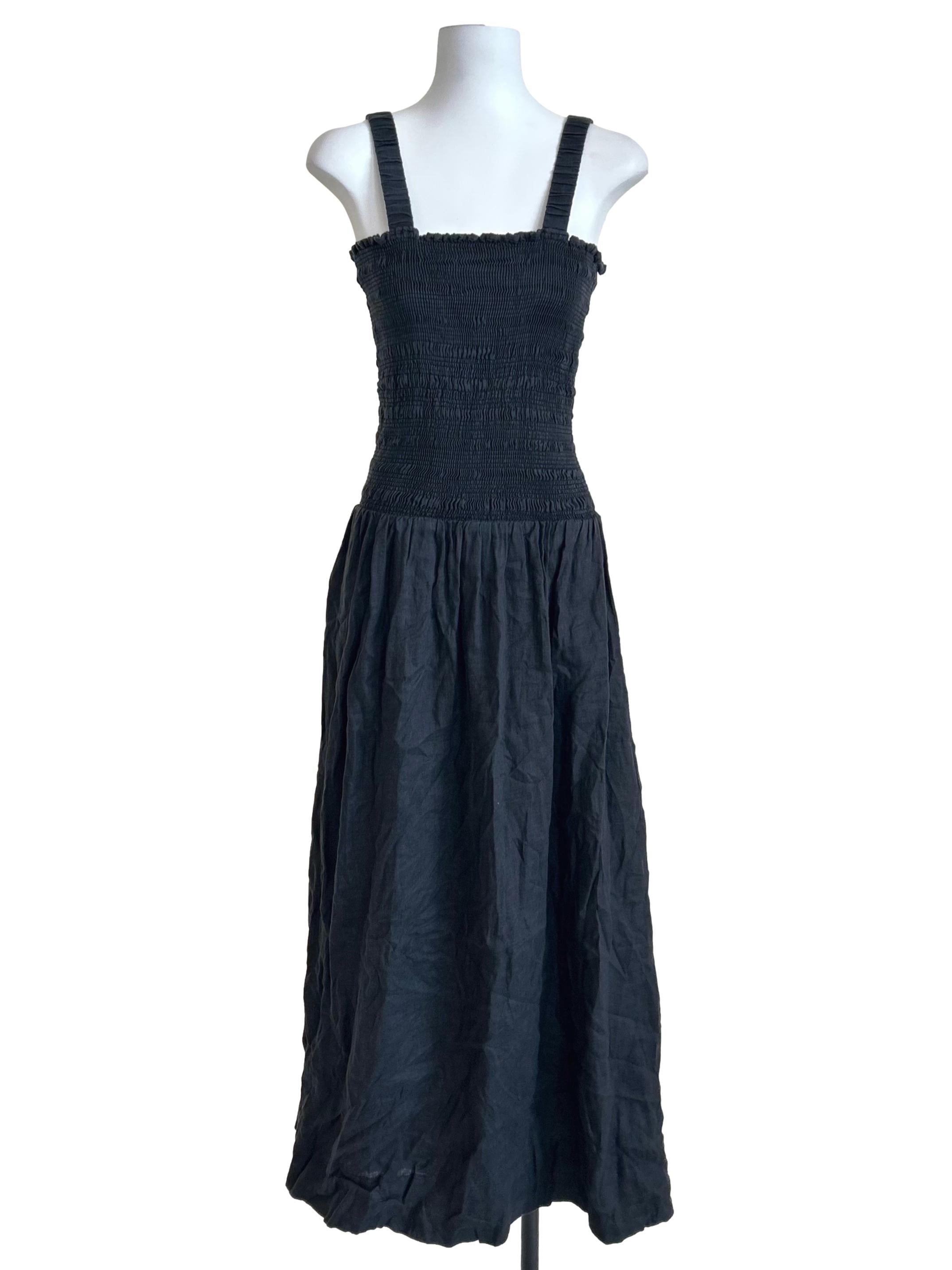 Black Smocked Bodice Cami Dress