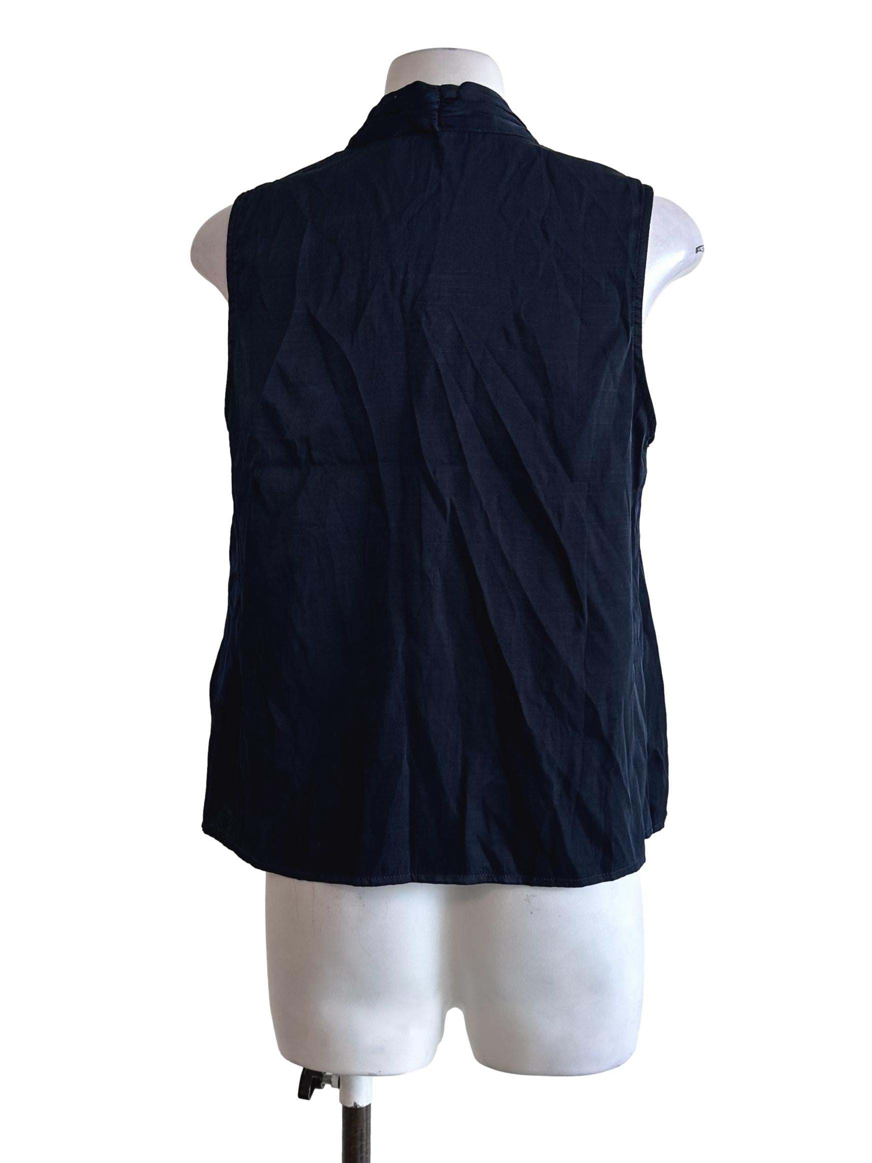 Navy Blue V Neckline Sleeveless Top LB