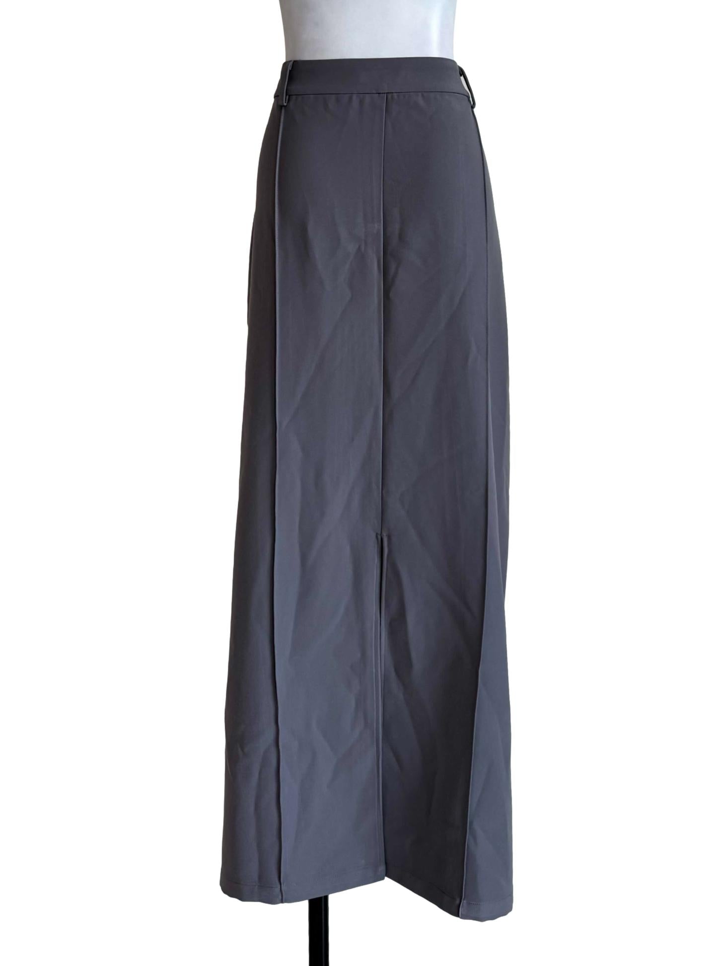 Steel Grey Back Slit Maxi Skirt