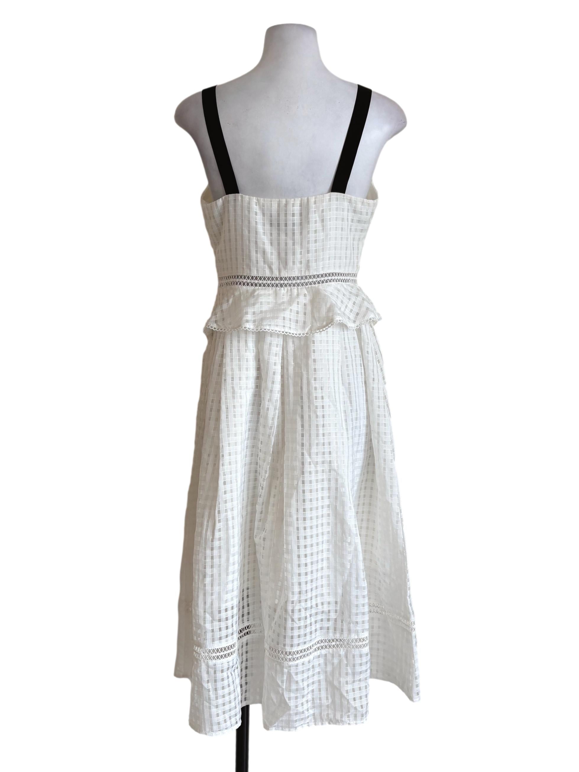 White Plaid Sheer Peplum Dress LB