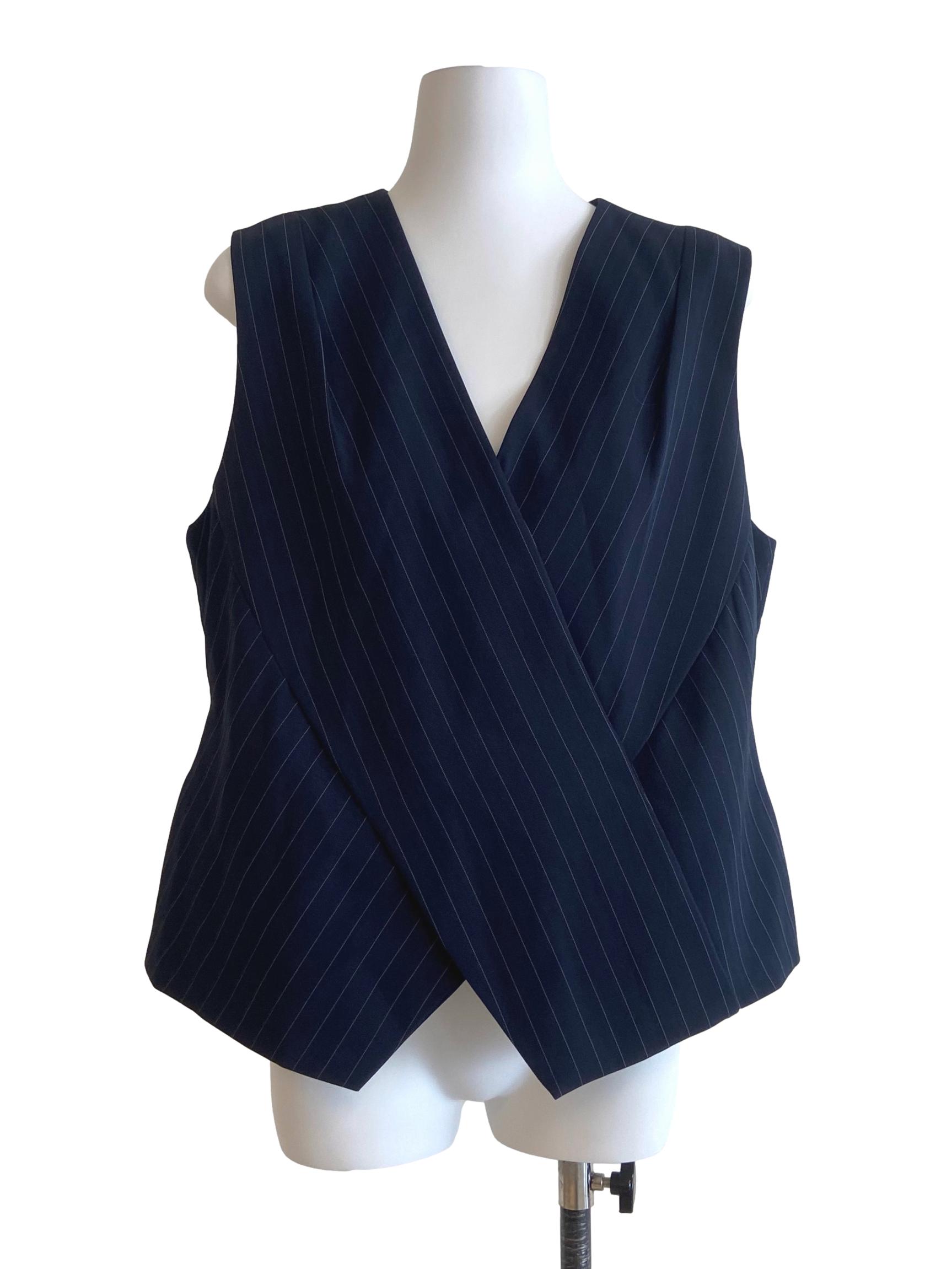 Navy Blue White Stripe Sleeveless Top LB