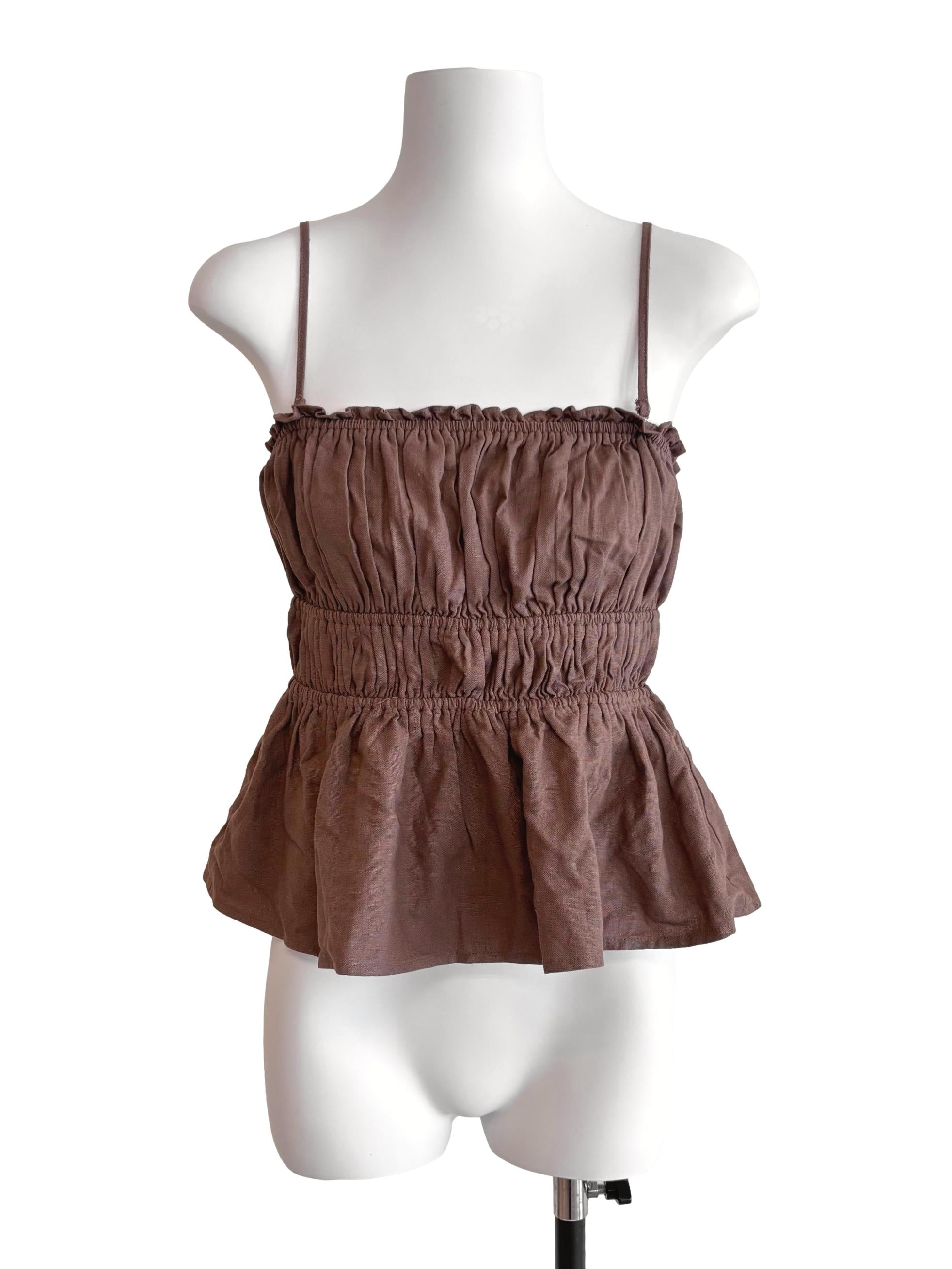 Caramel Brown Scrunched Cami Top