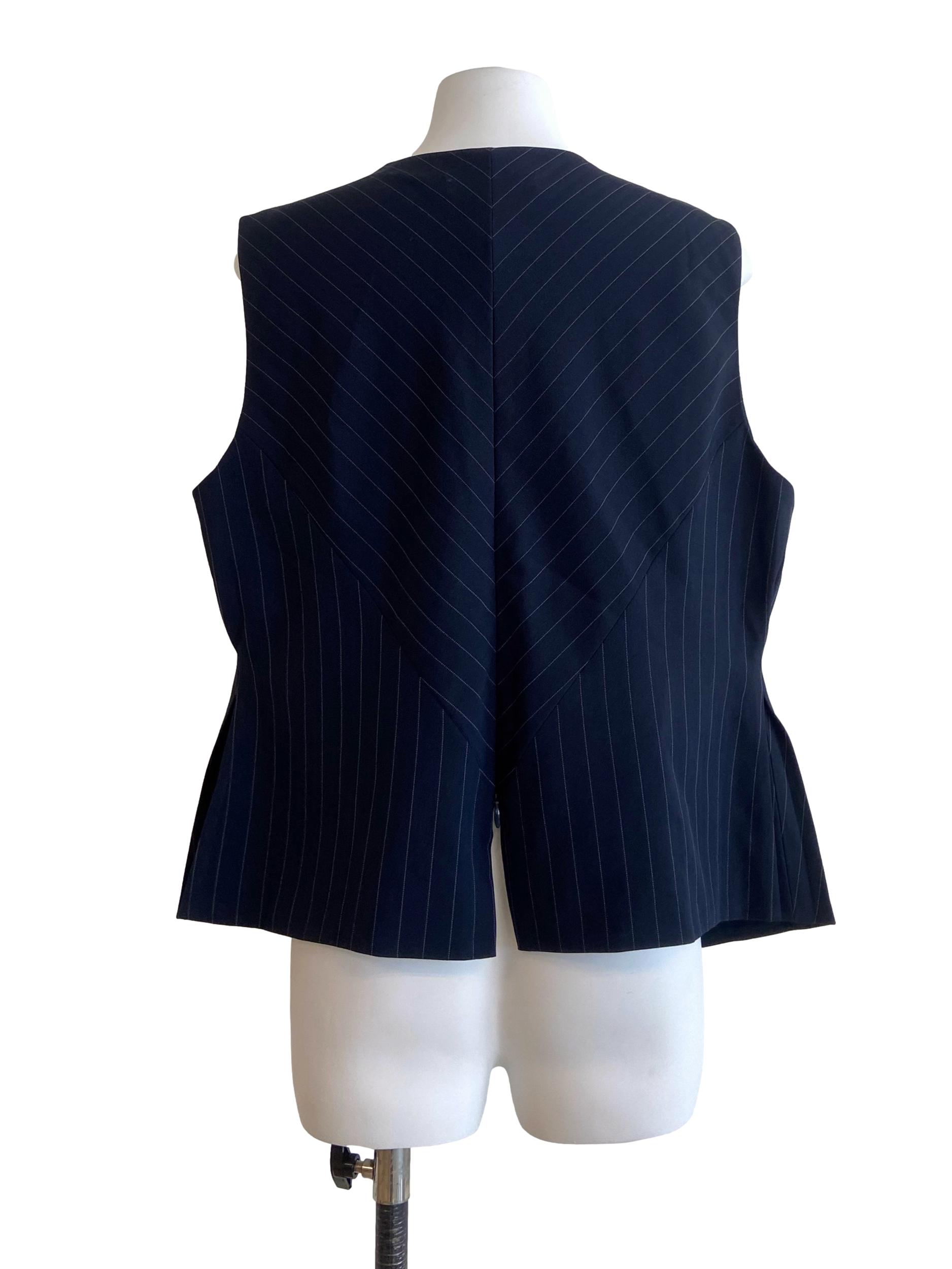 Navy Blue White Stripe Sleeveless Top LB