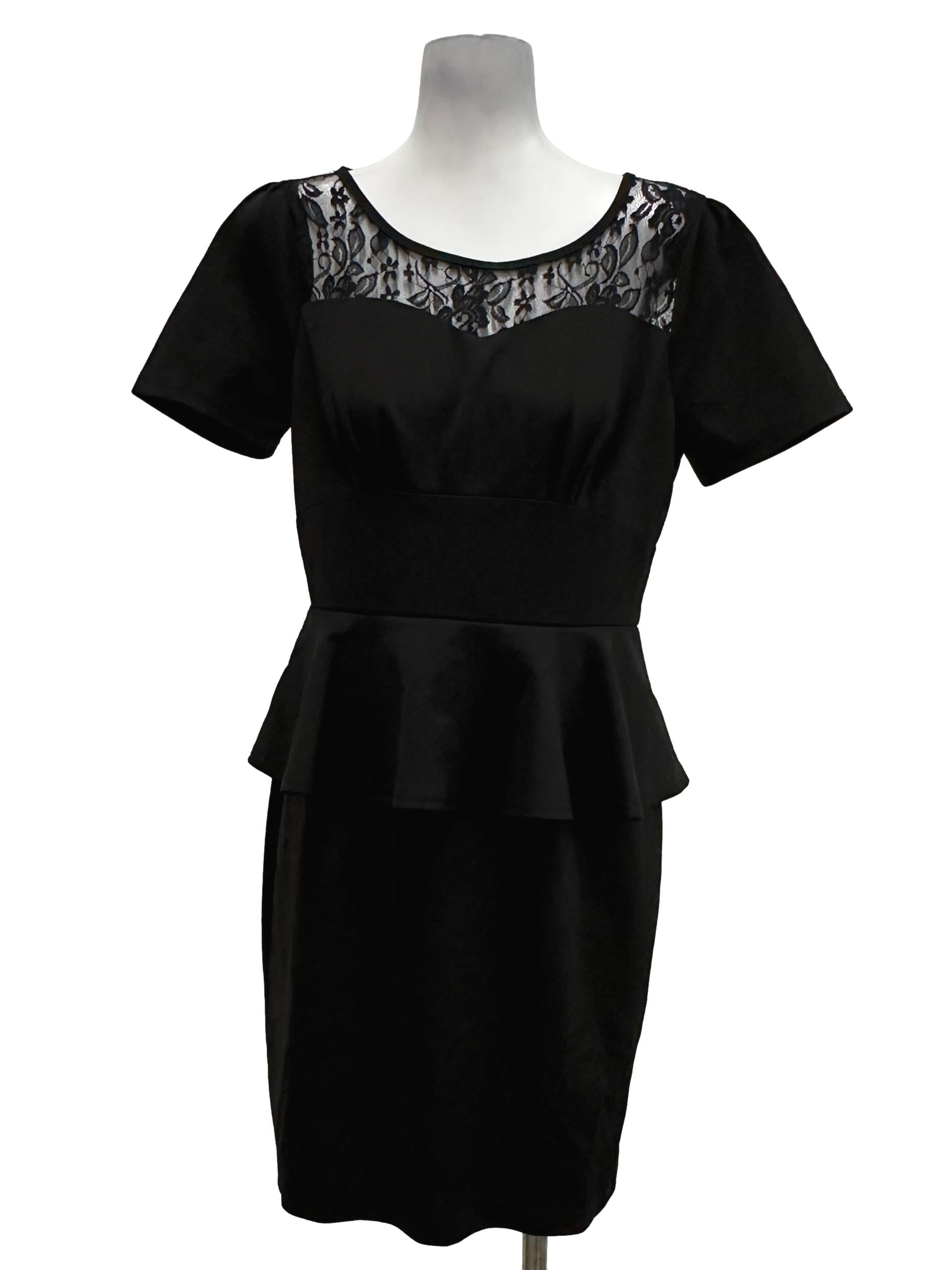 Black Lace Front A Line Dress