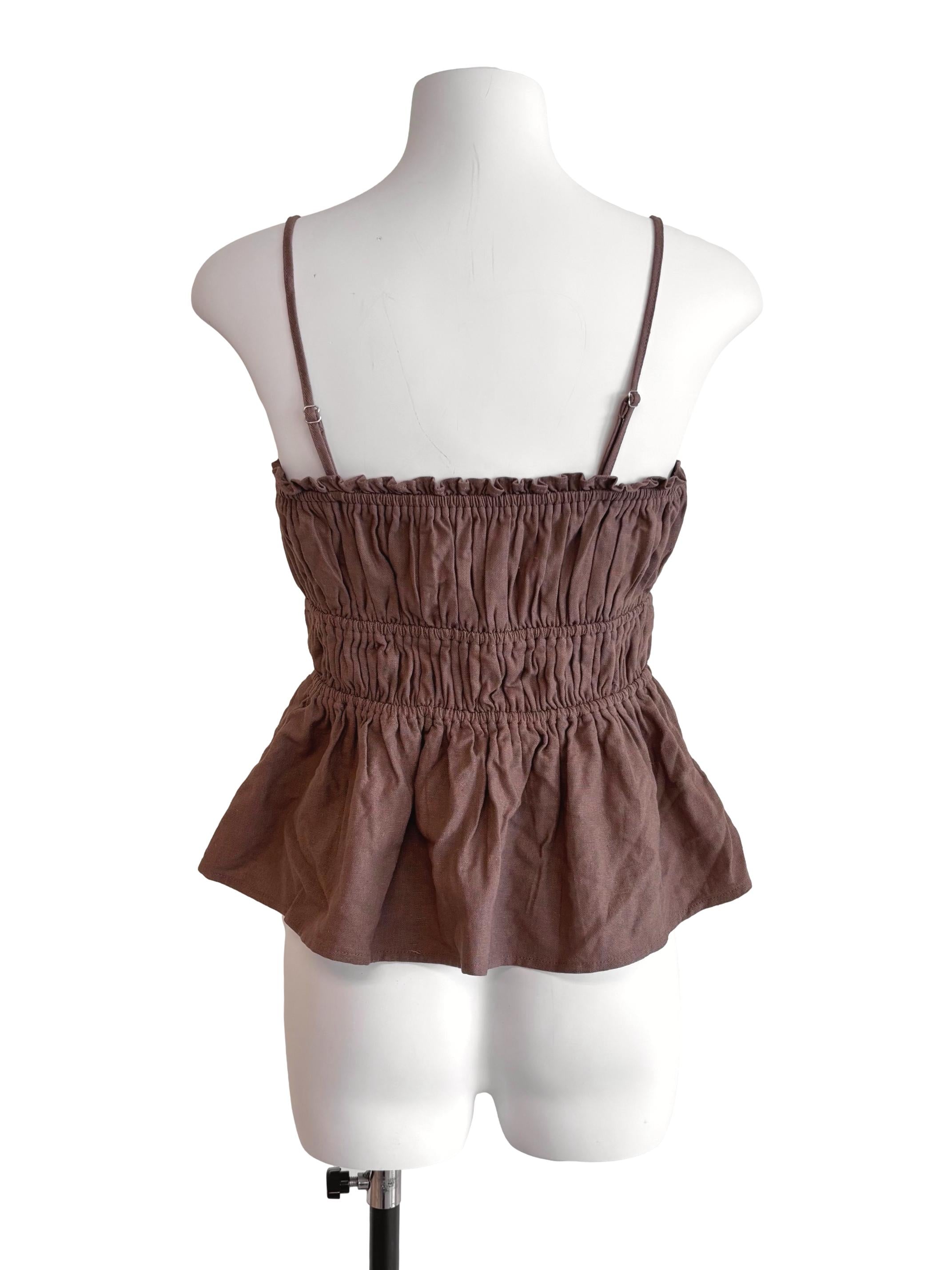 Caramel Brown Scrunched Cami Top