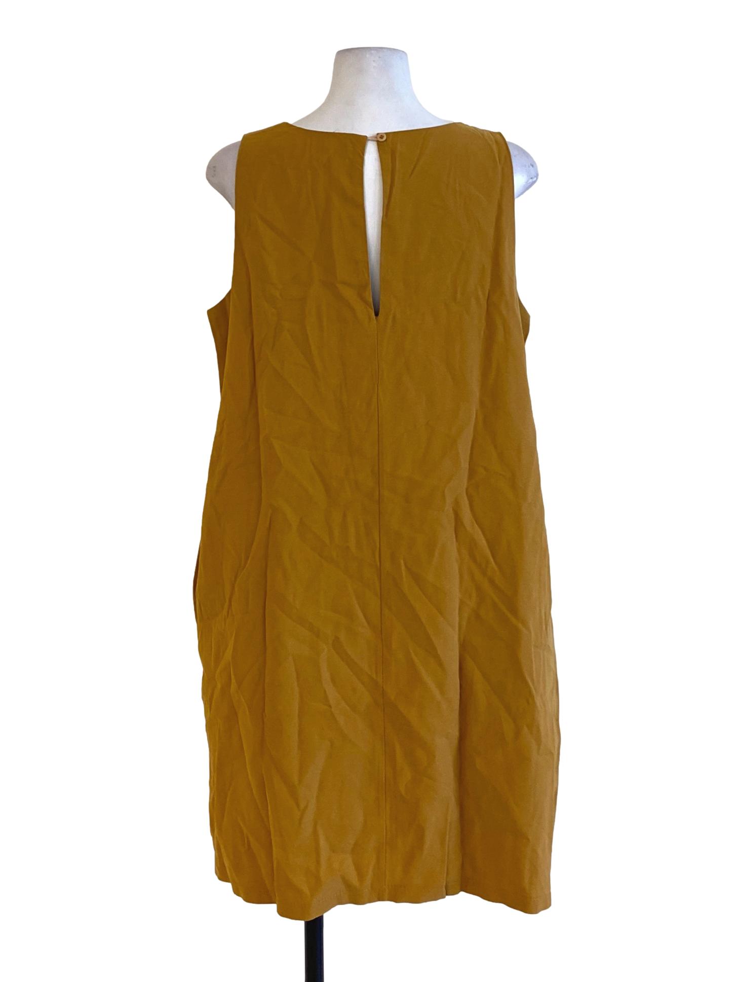 Dijon Yellow Round Neck Sleeveless Shift Dress TEM