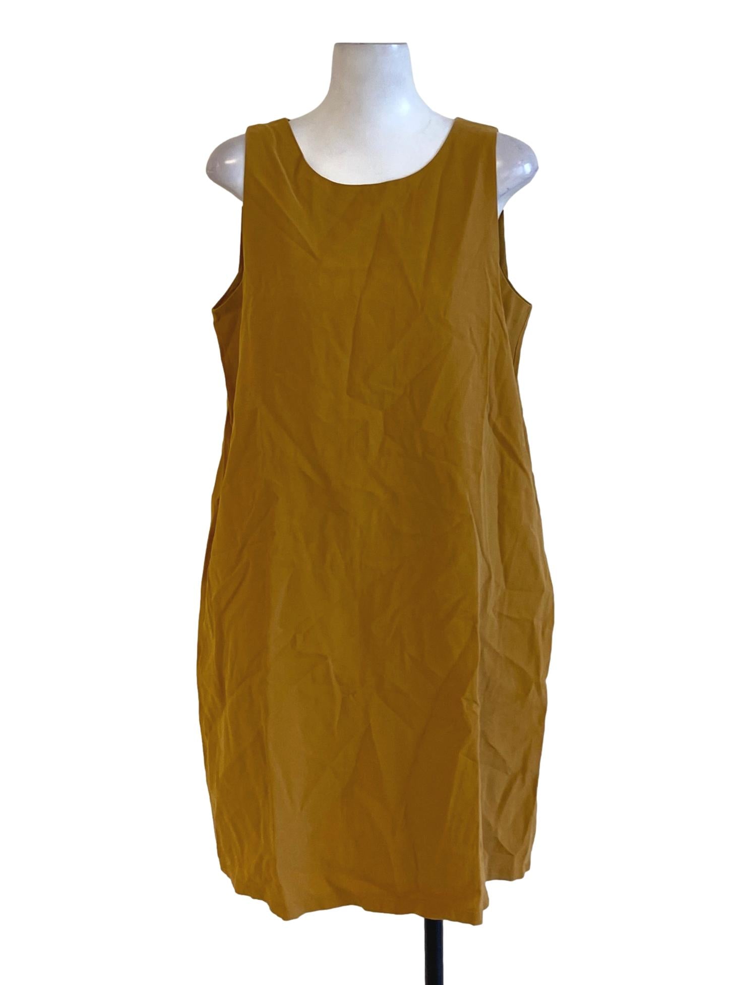 Dijon Yellow Round Neck Sleeveless Shift Dress TEM
