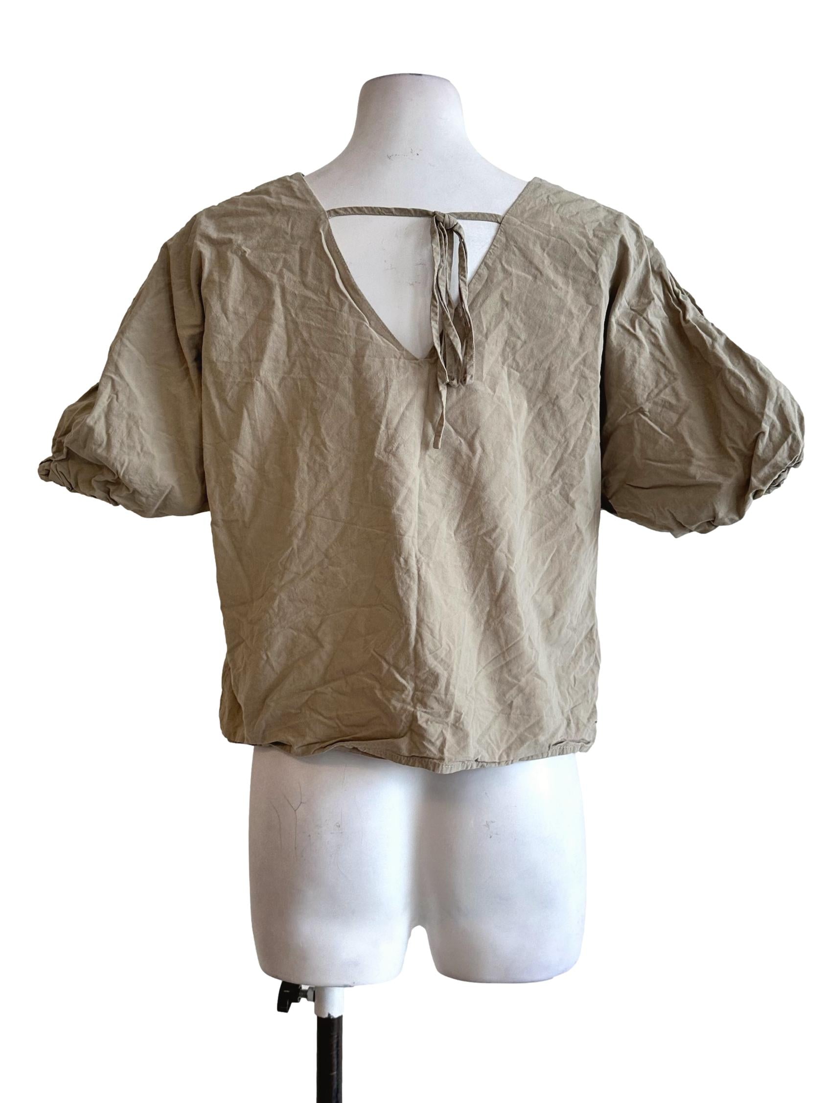 Sand Beige Round Neck Top
