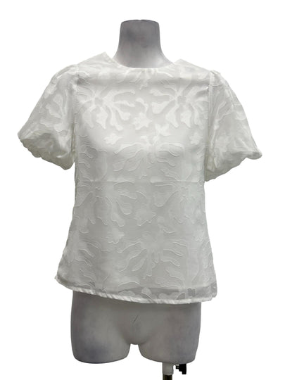 Ivory White Round Neck Embrodiered Top