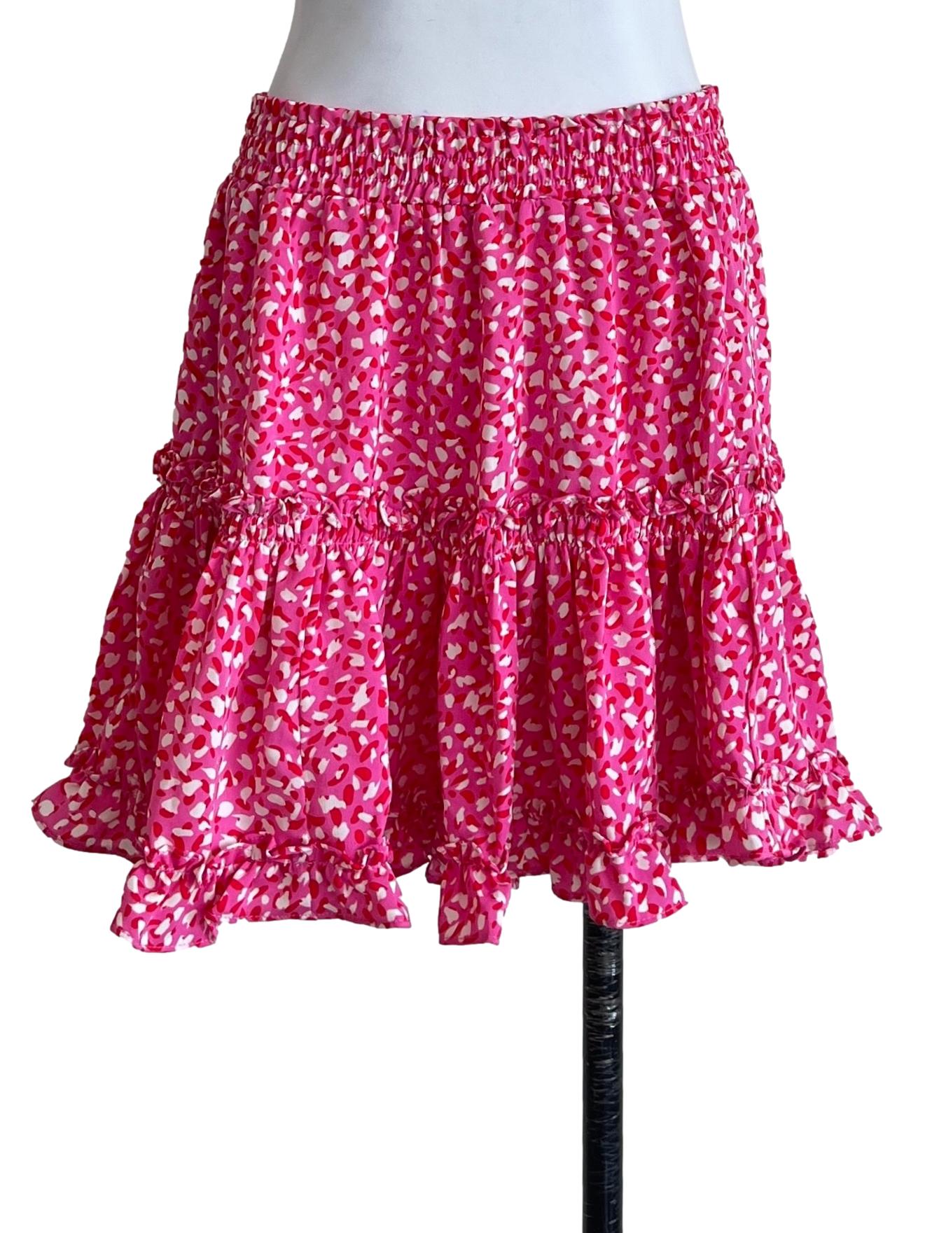 Hot Pink Tiered Mini Skirt