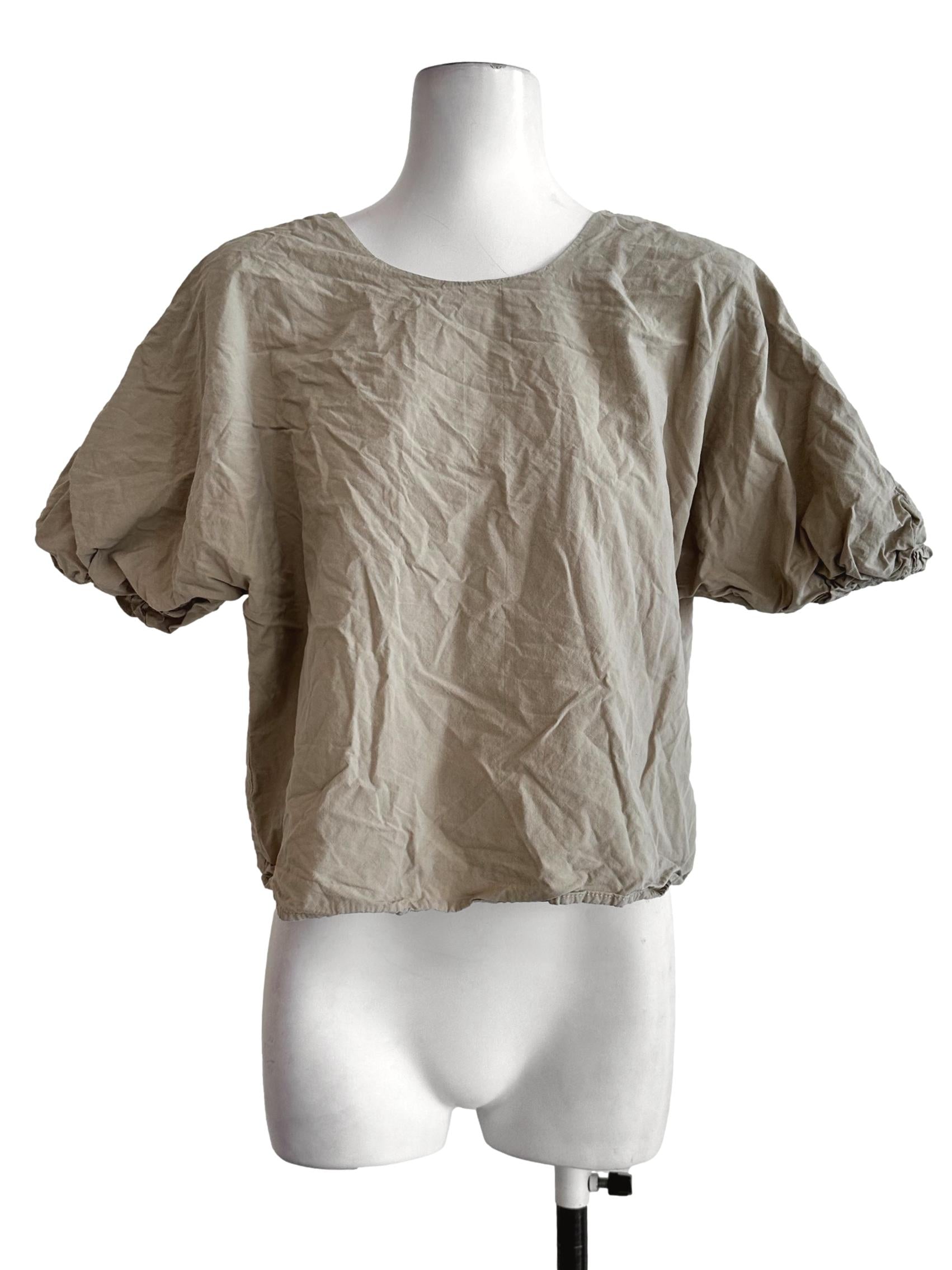 Sand Beige Round Neck Top