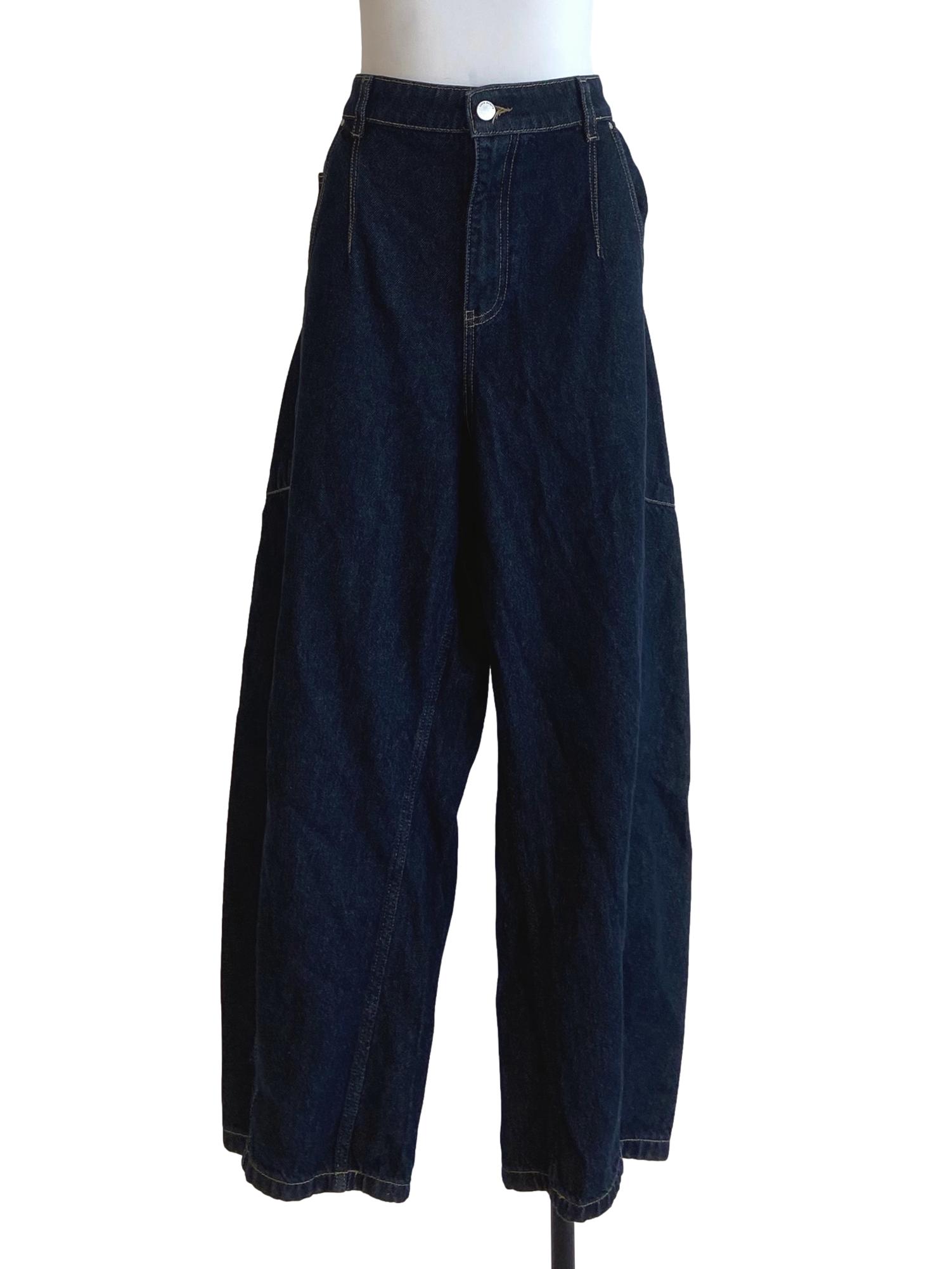 Blue Denim Herringbone Straight Jeans LB