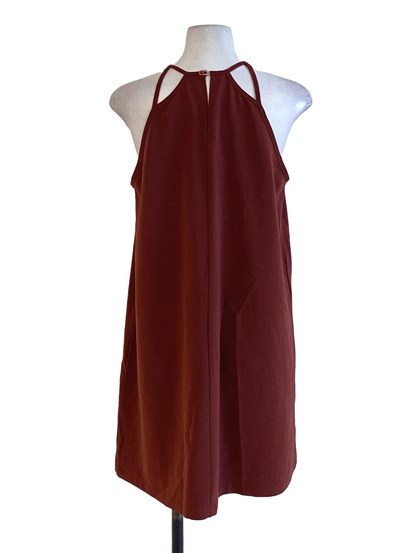 Penny Brown Round Neck Loose Slip Dress TEM