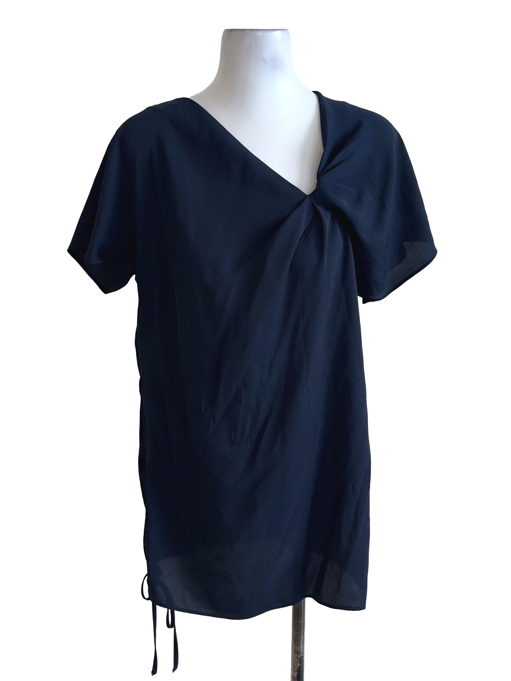 Navy Blue Asymmetric Knot Top