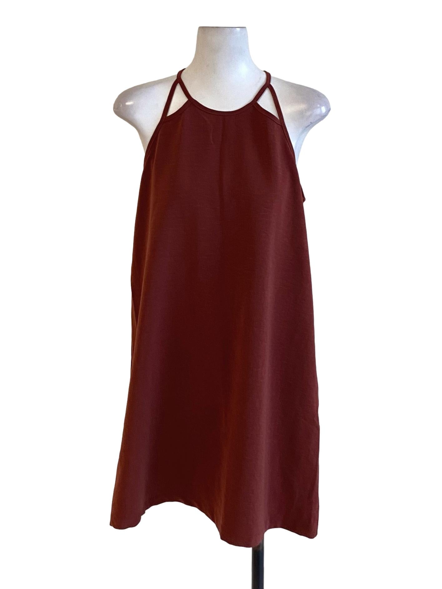Penny Brown Round Neck Loose Slip Dress TEM