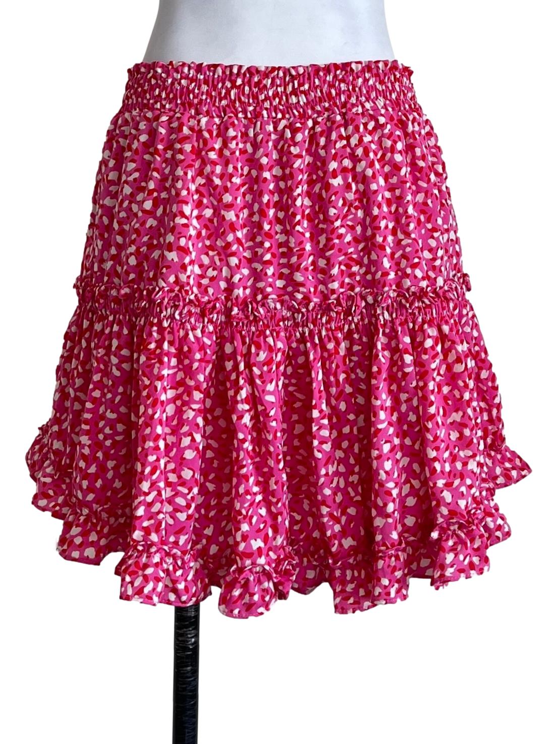 Hot Pink Tiered Mini Skirt