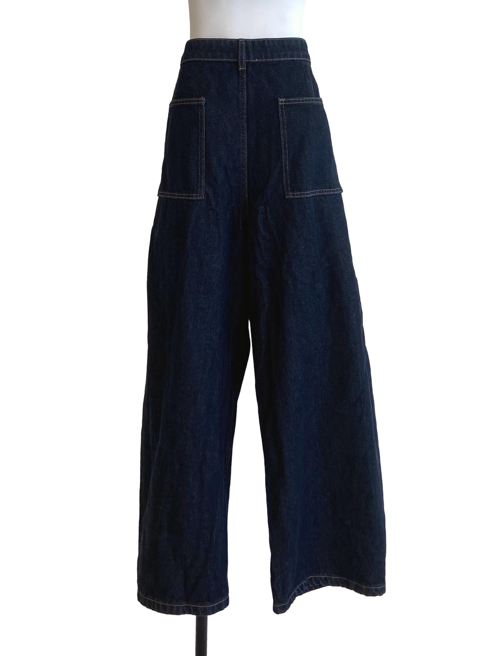 Blue Denim Herringbone Straight Jeans LB