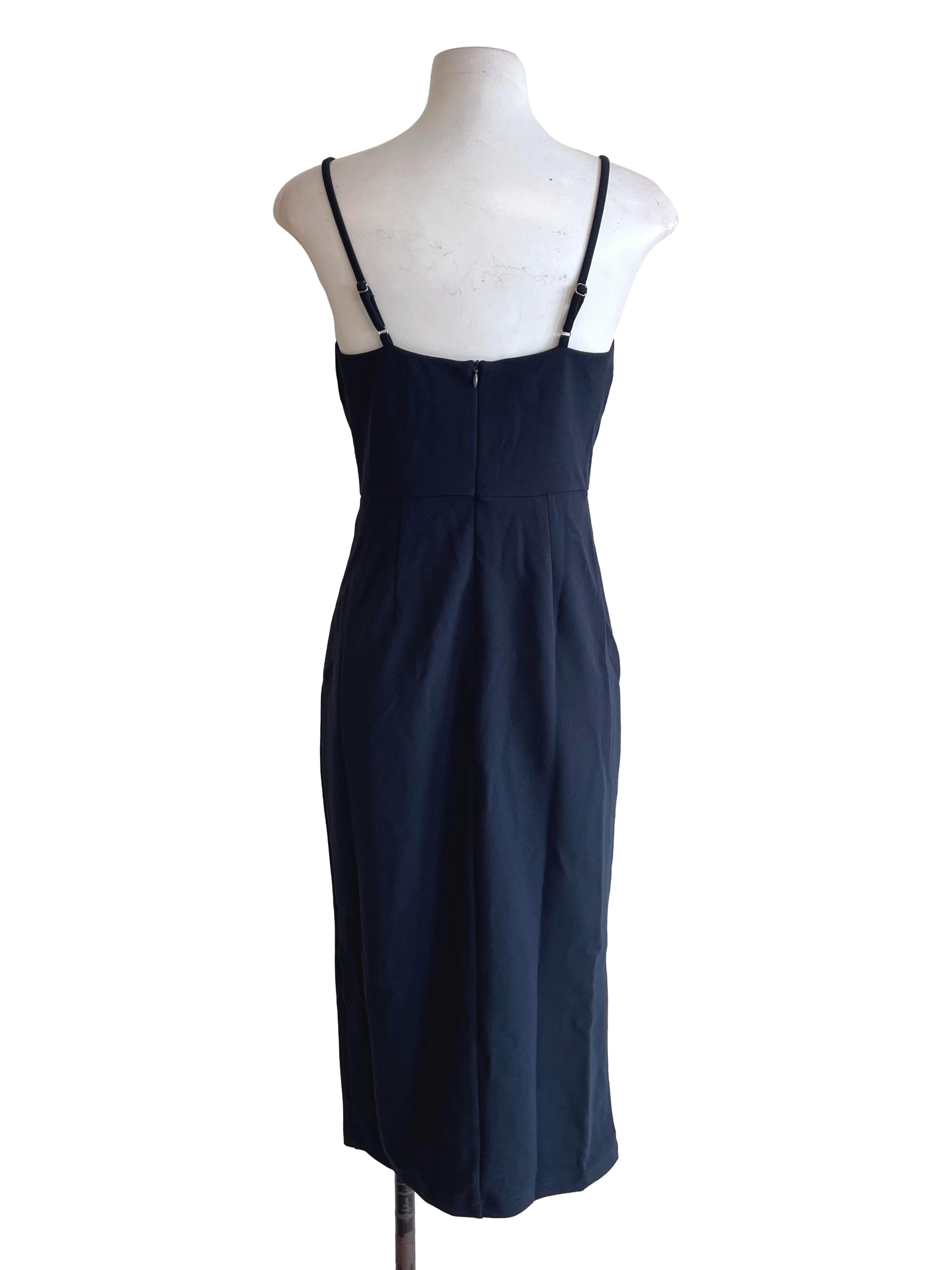 Deep Navy Draped Bodycon Dress