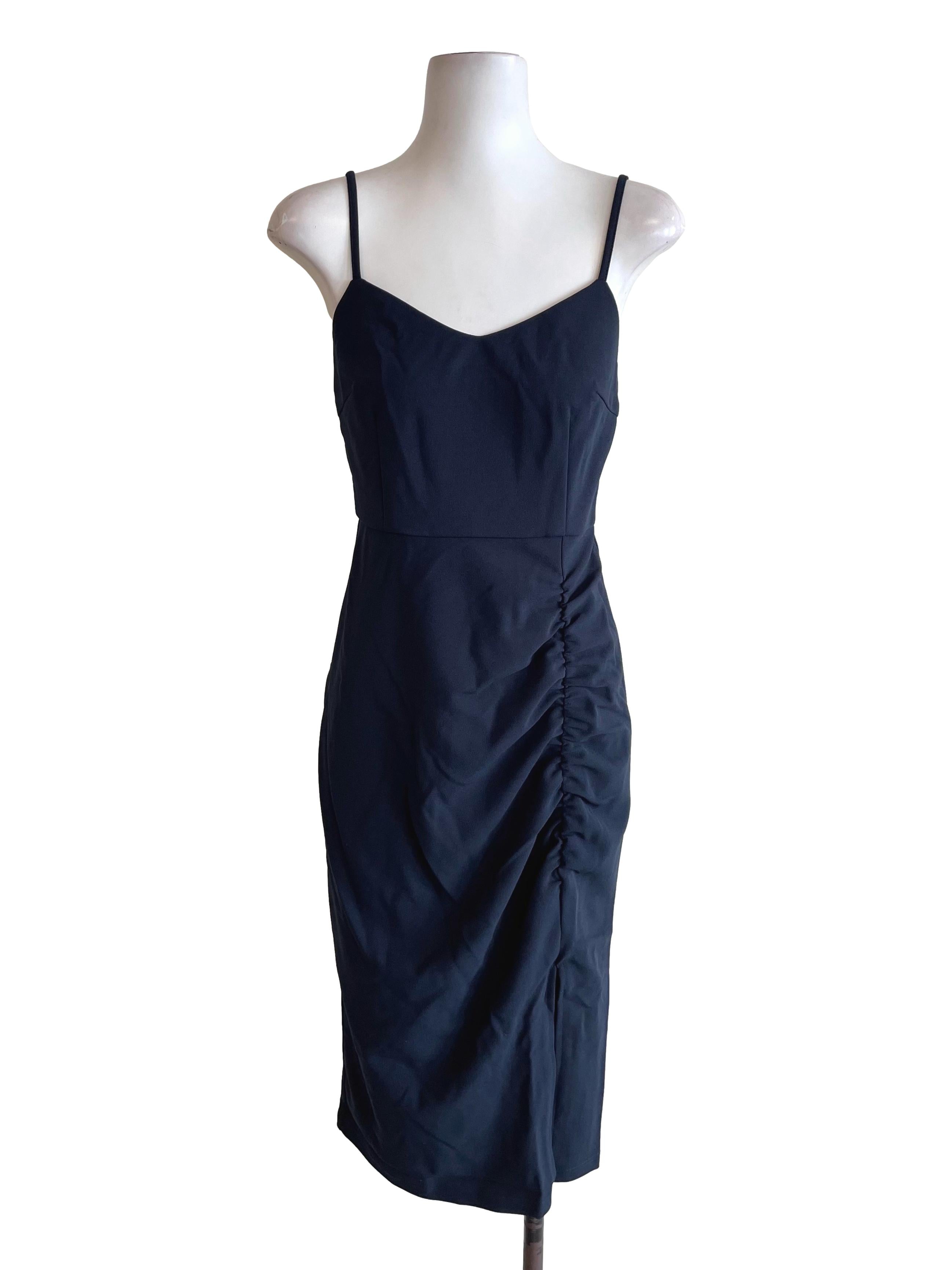 Deep Navy Draped Bodycon Dress