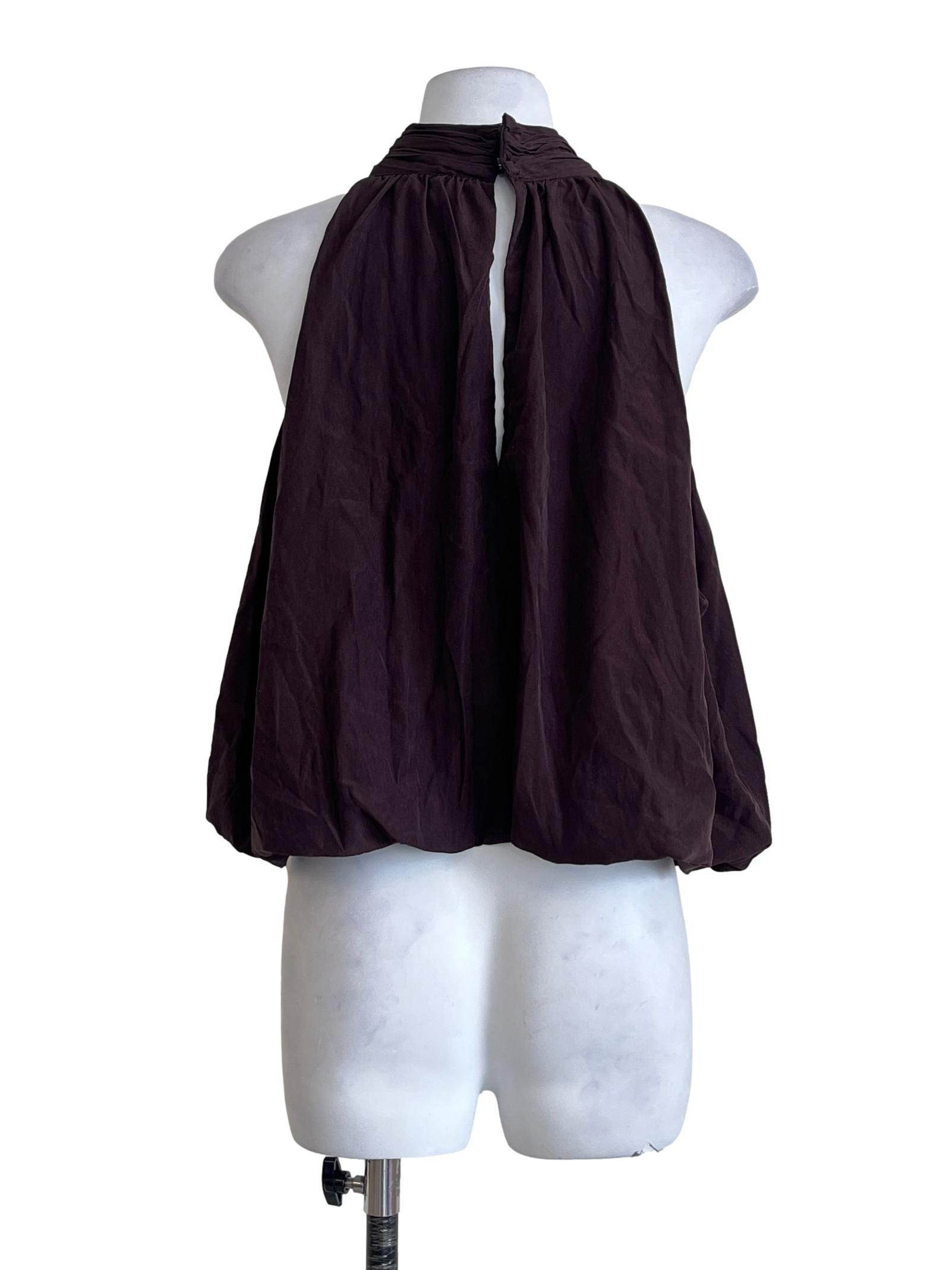 Brunette Brown High Neck Sleeveless Top