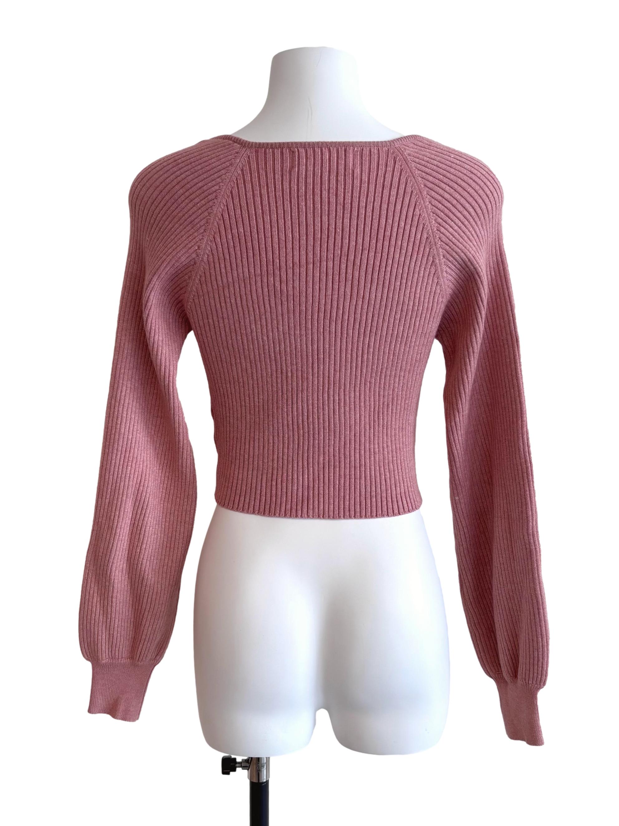 Punch Pink Sweetheart Long Sleeve Knit Top