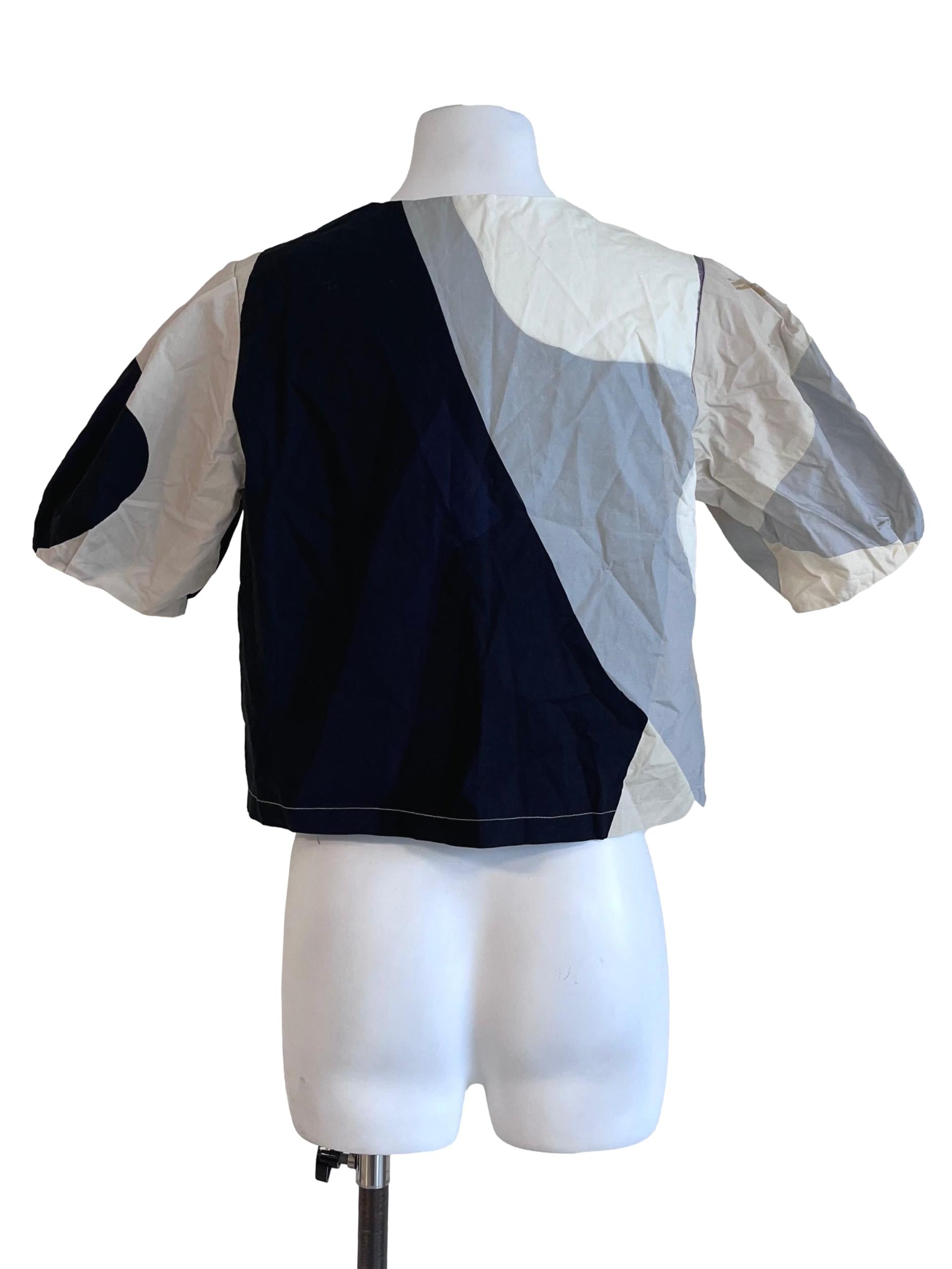 Navy Print A Place To Be V-Neck Cotton Top OSN