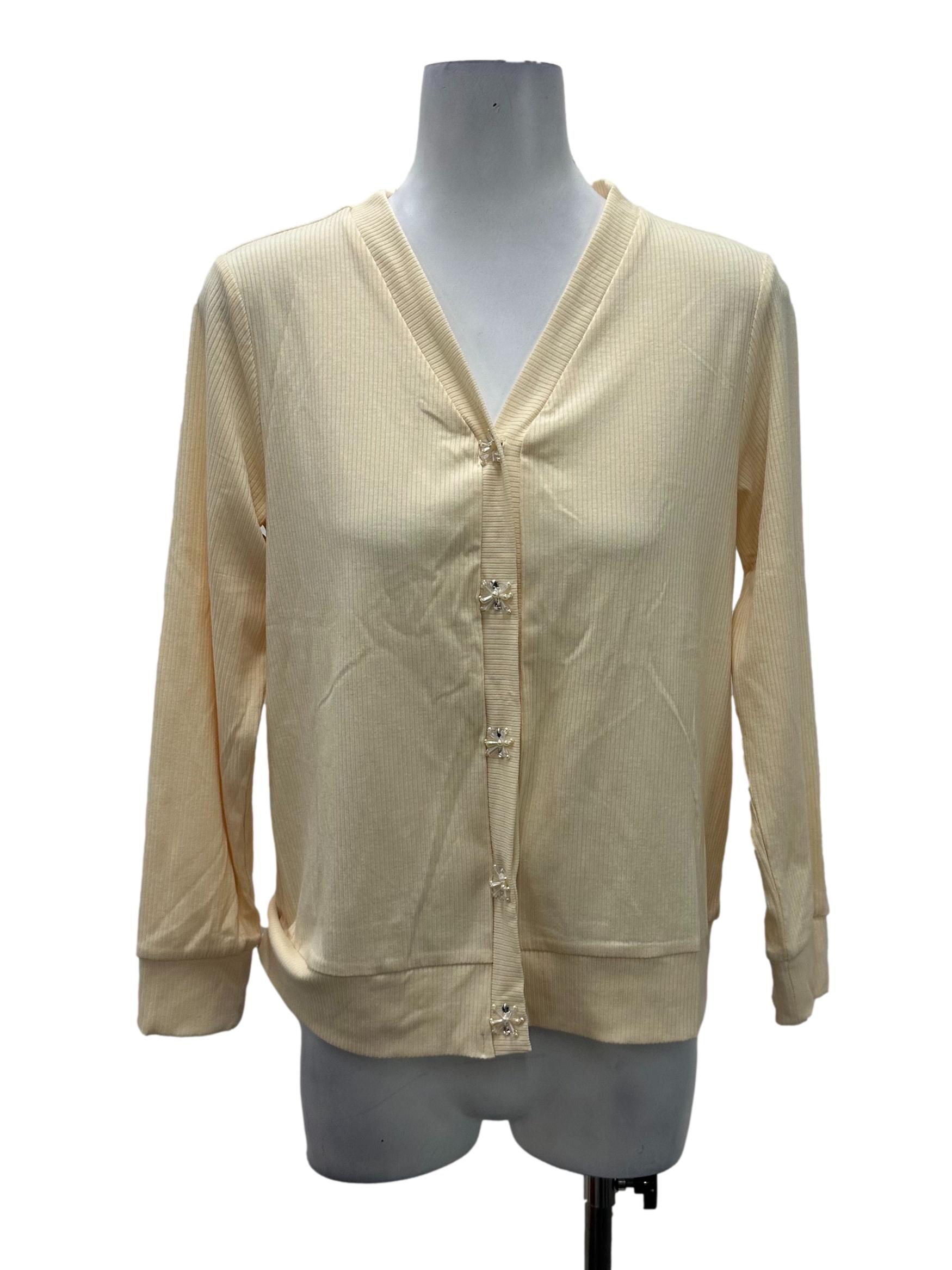 Yellow Ribbed Button Cardigan
