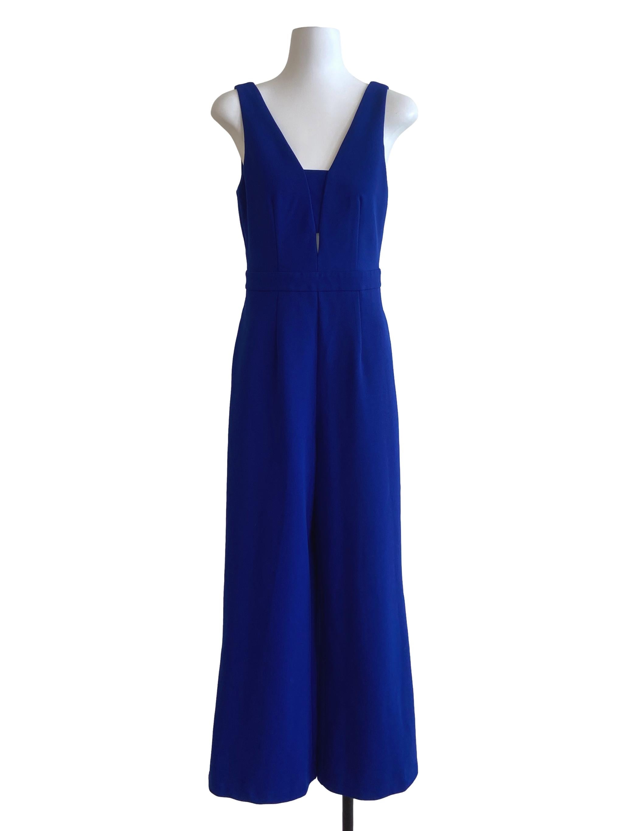 Azure Blue V Neck Long Jumpsuit LB