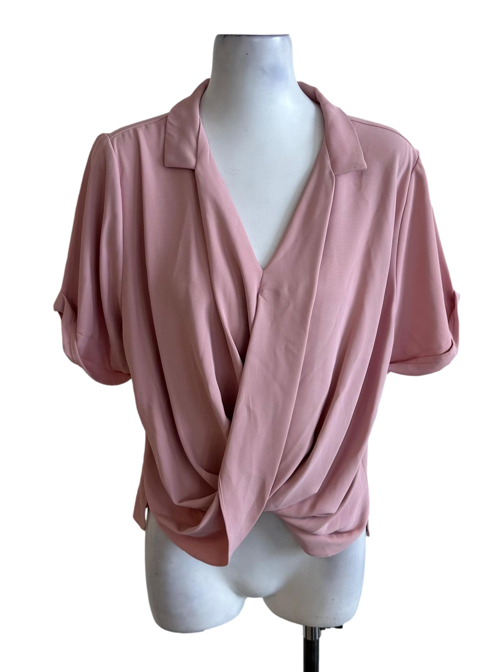 Light Pink Collar Drape Top