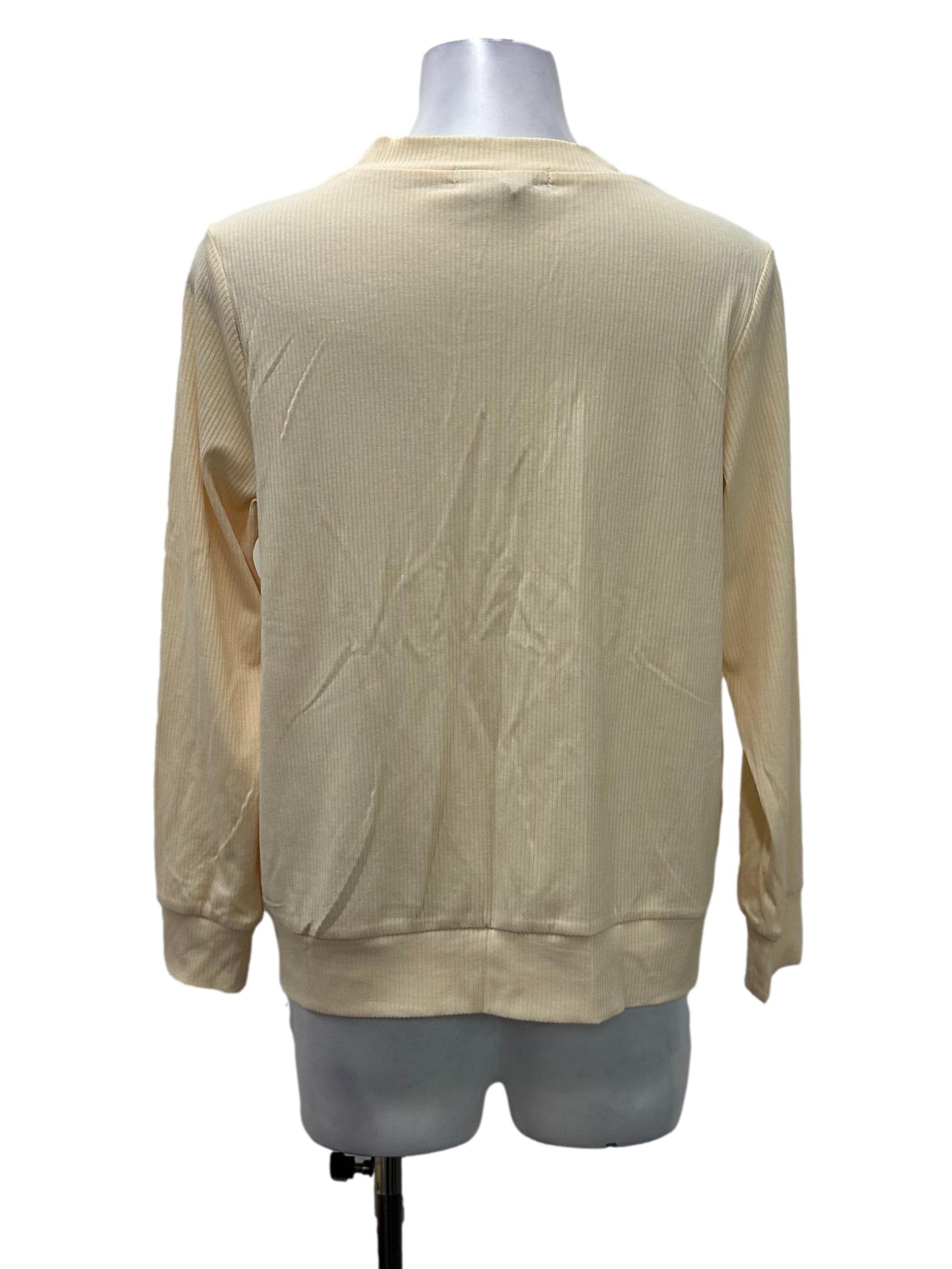 Yellow Ribbed Button Cardigan