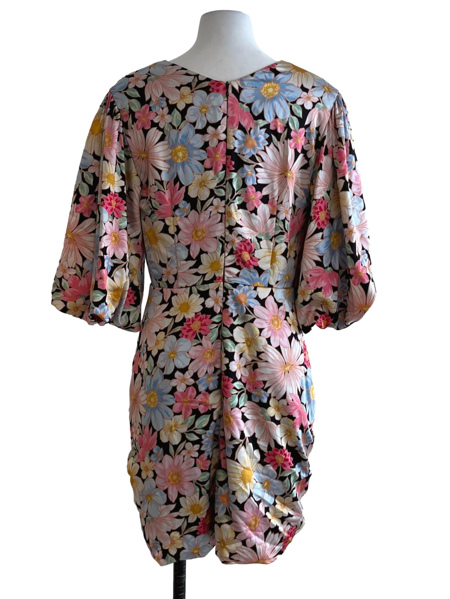 Black Multicolour Floral Empire Dress