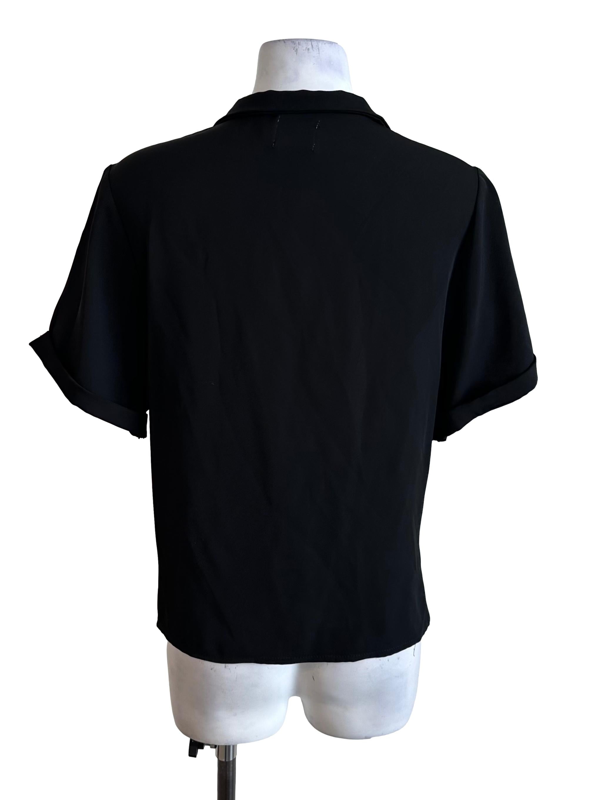 Raven Black Collar Drape Top