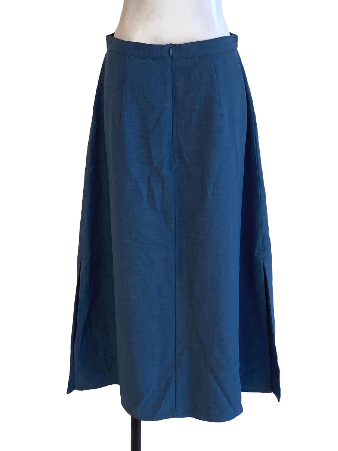 Denim Blue Zip Up Loose Long A-Line Skirt