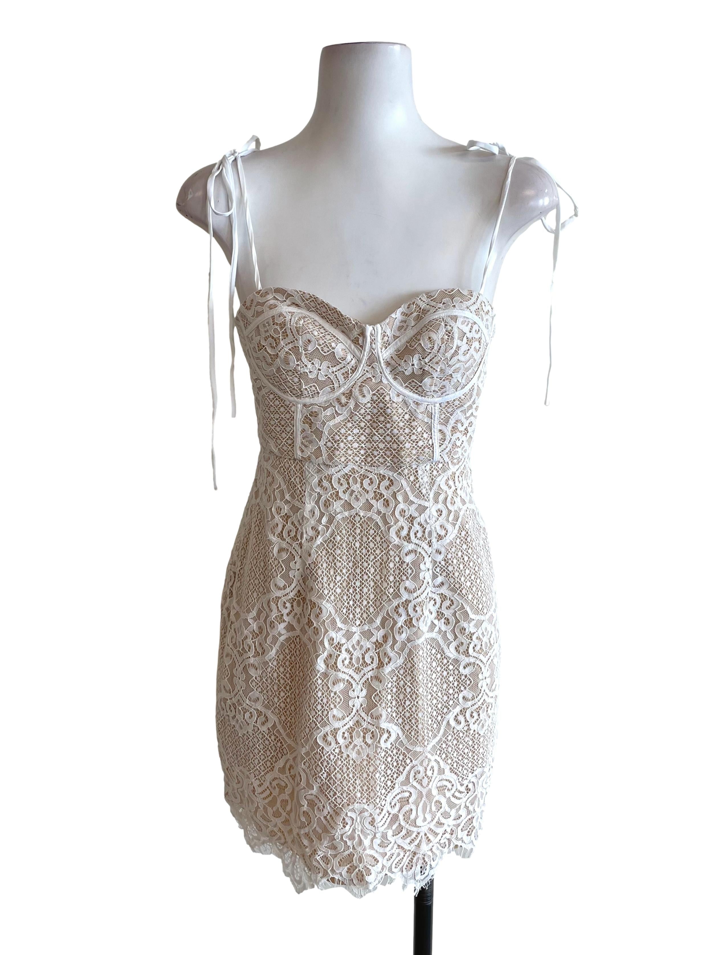 White Lace Bustier Dress