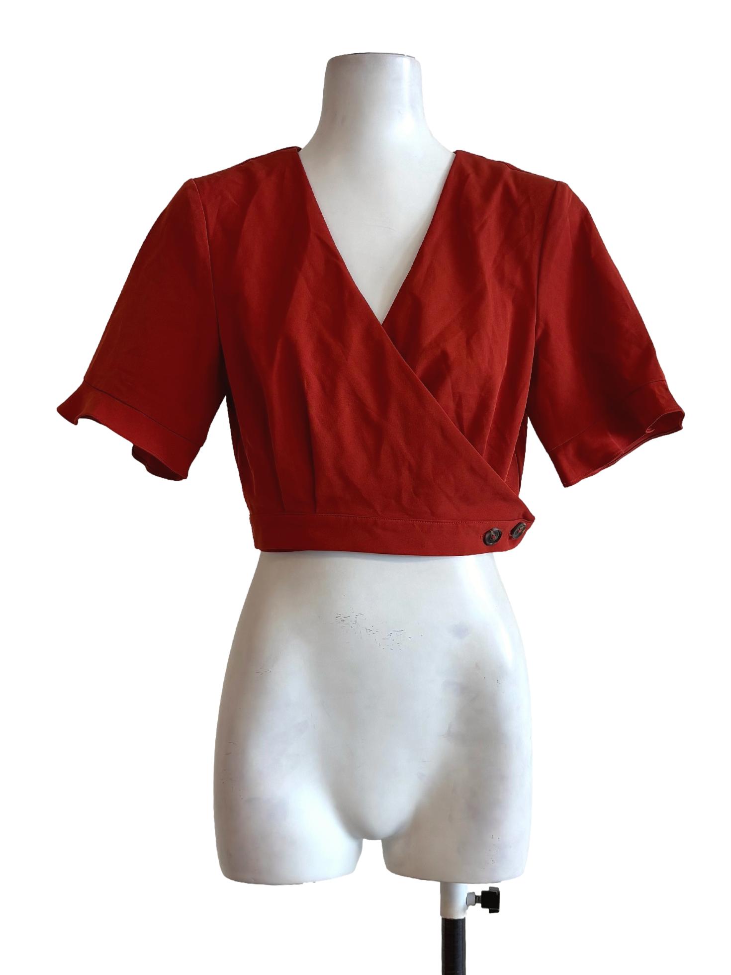 Scarlet Red Surplice Blouse LB