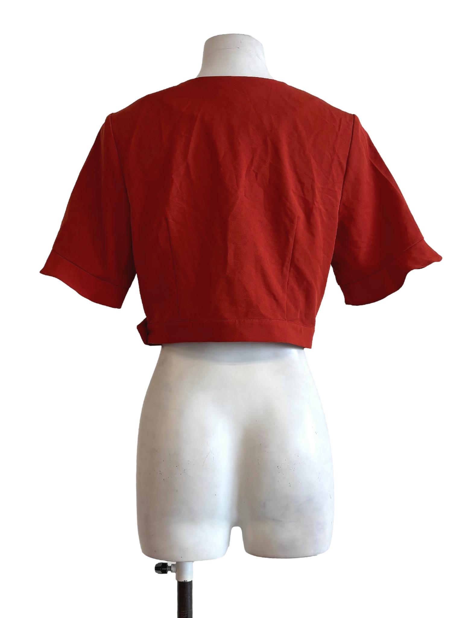 Scarlet Red Surplice Blouse LB