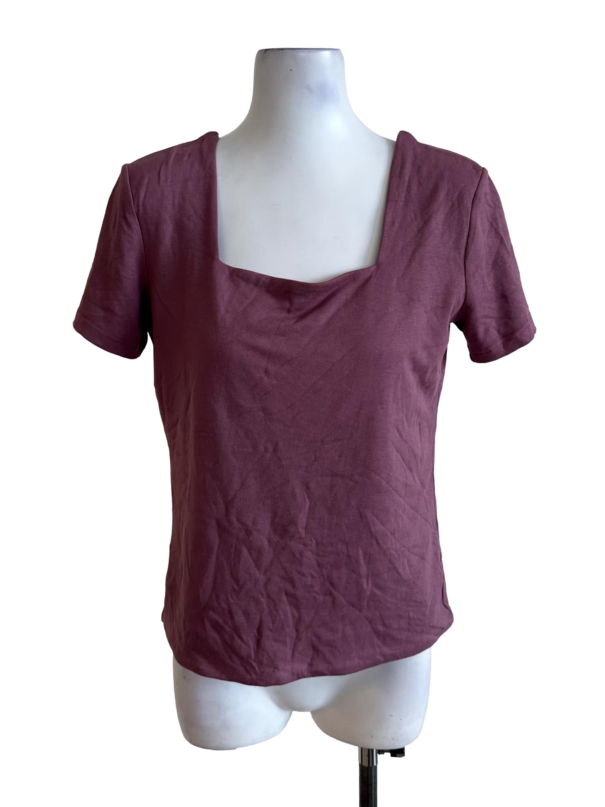 Mulberry Purple Square Neck Casual Top