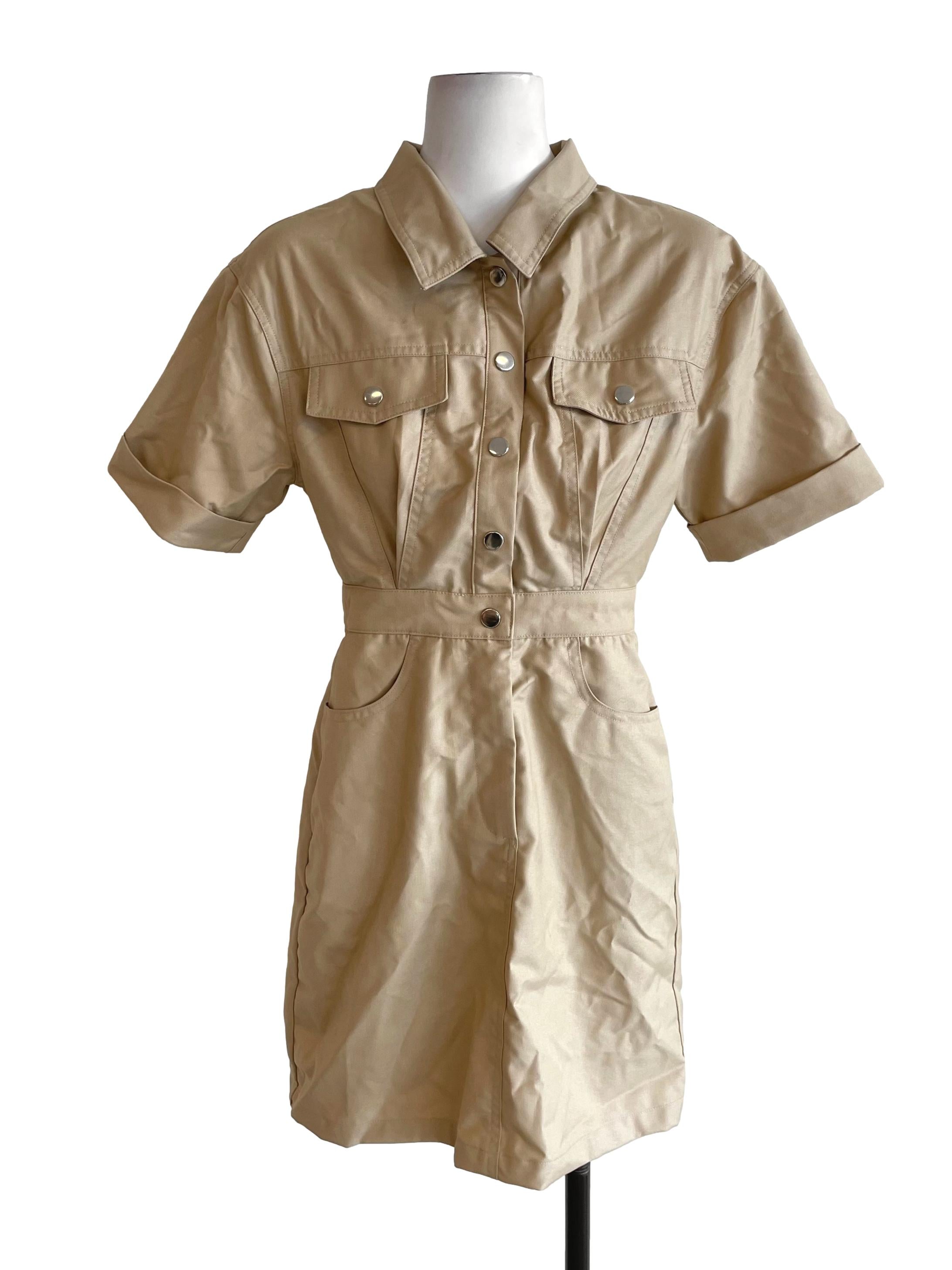 Khaki Safari Shirt Dress