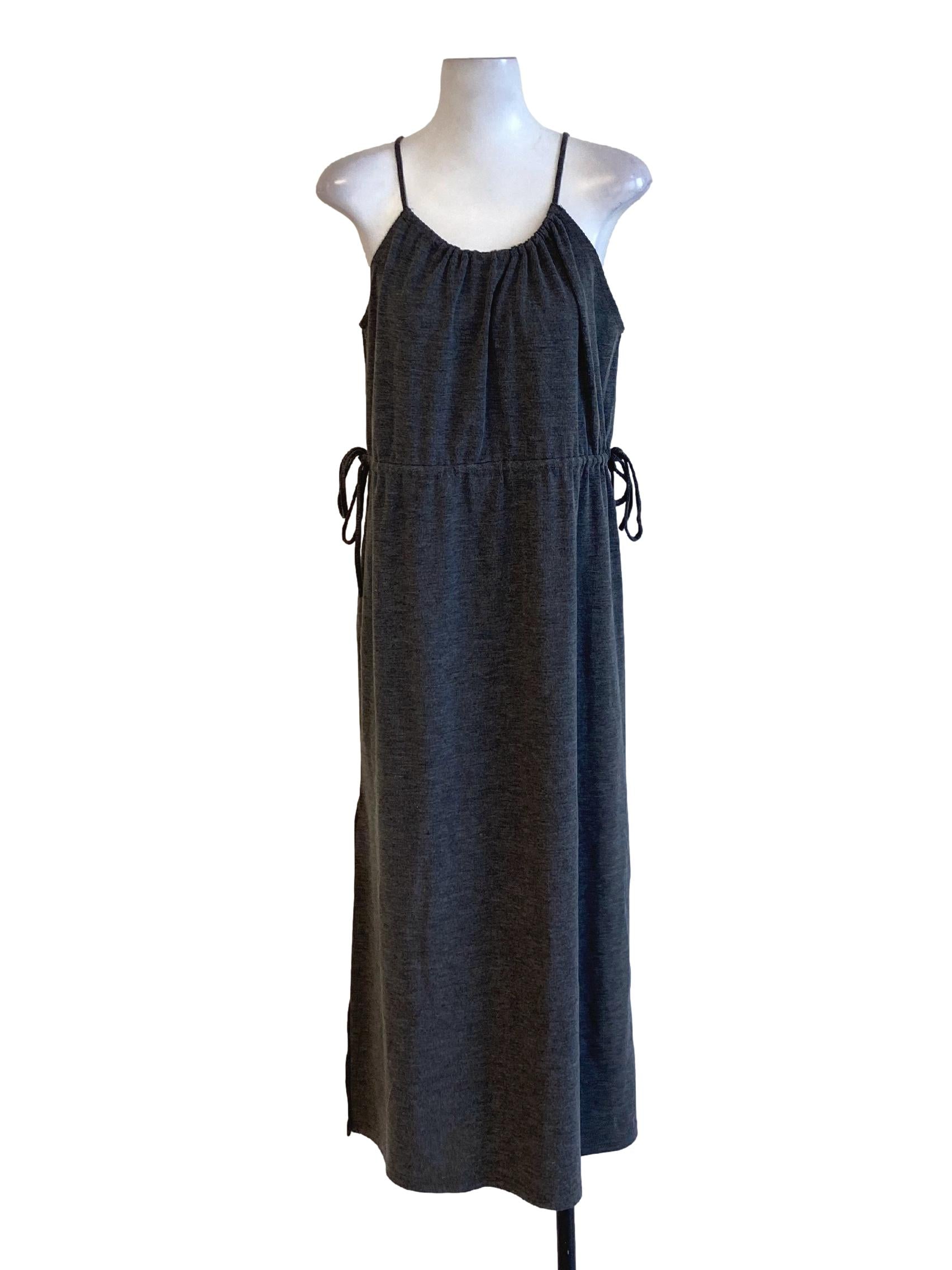 Pebble Grey Scoop Neck Tie Sides Slip Dress TTR