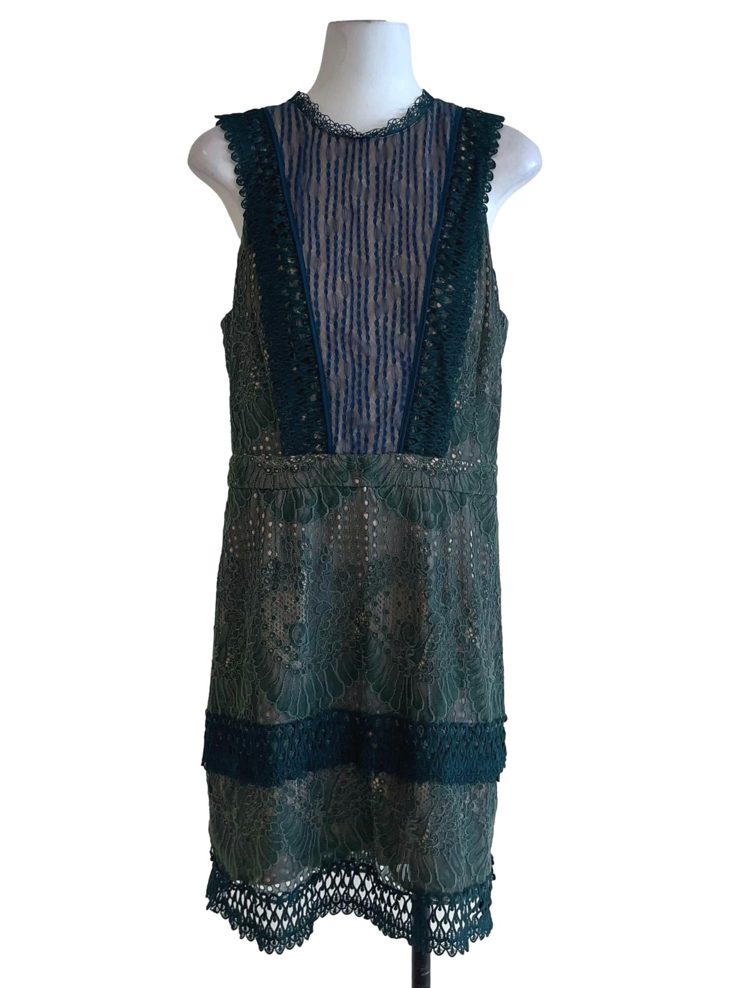 Forest Green Lace Sheath Dress