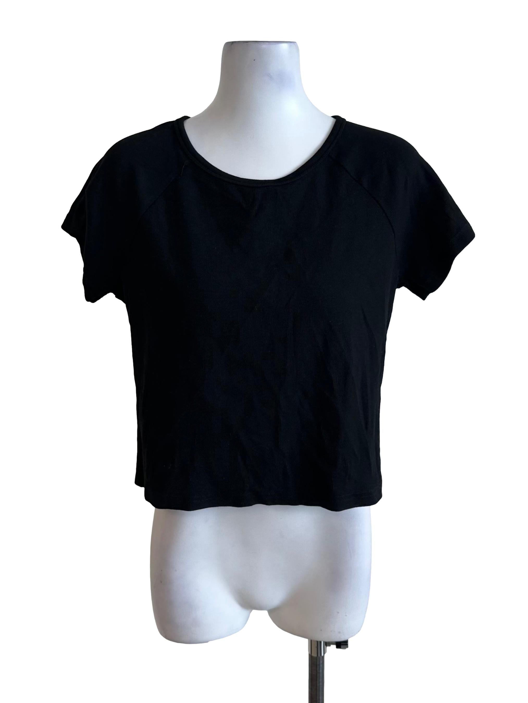 Raven Black Round Neck Knit Tee Top TTR