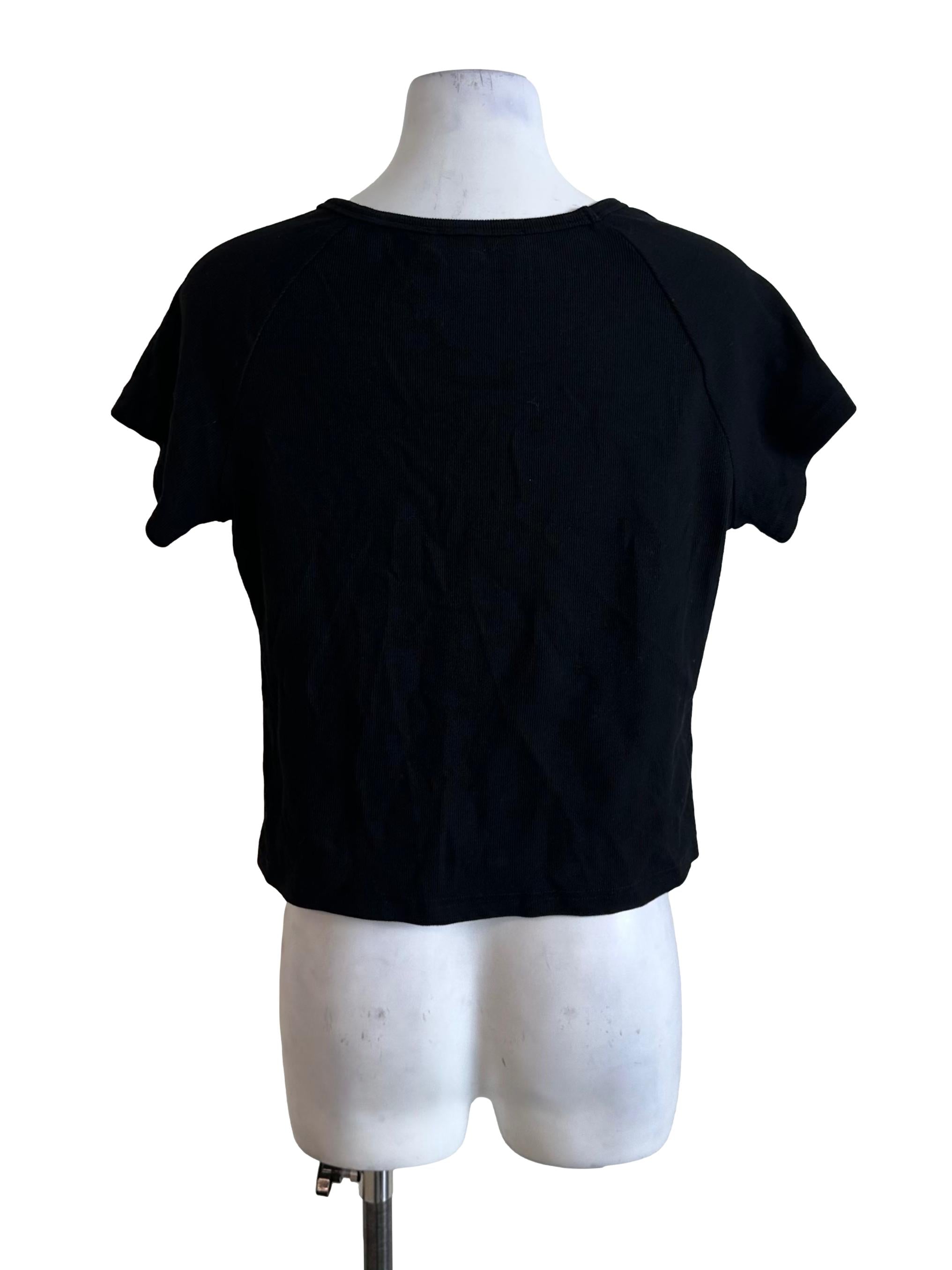 Raven Black Round Neck Knit Tee Top TTR