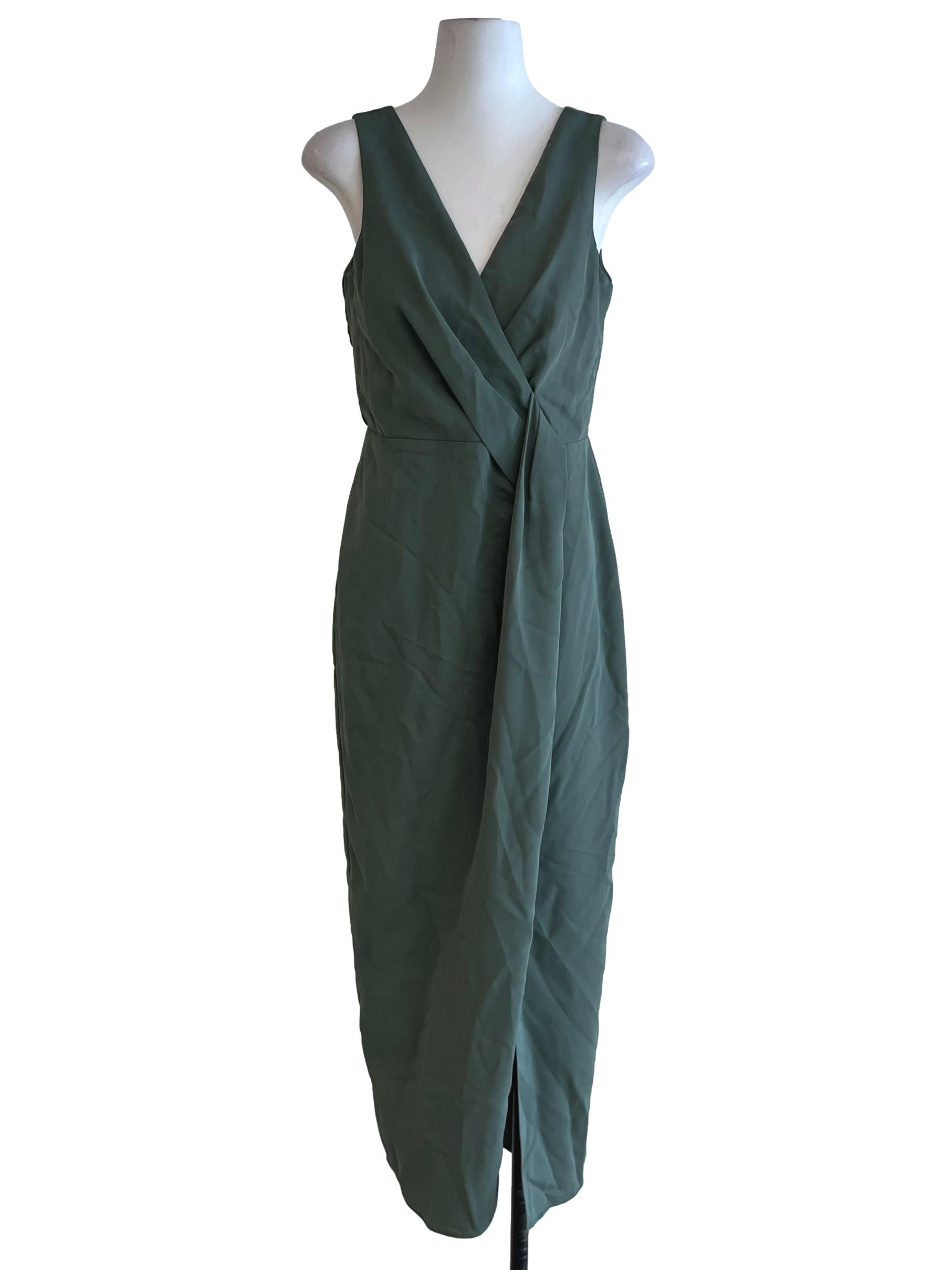 Sage Green V-Neckline Dress