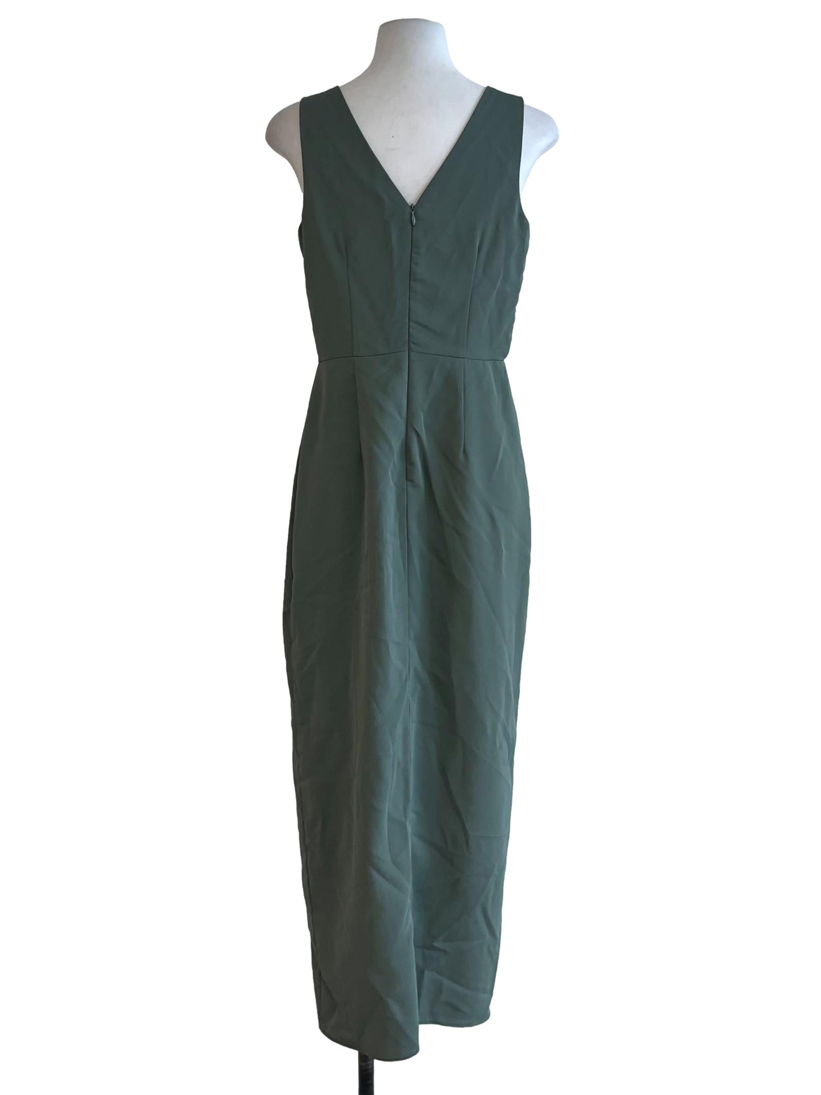 Sage Green V-Neckline Dress