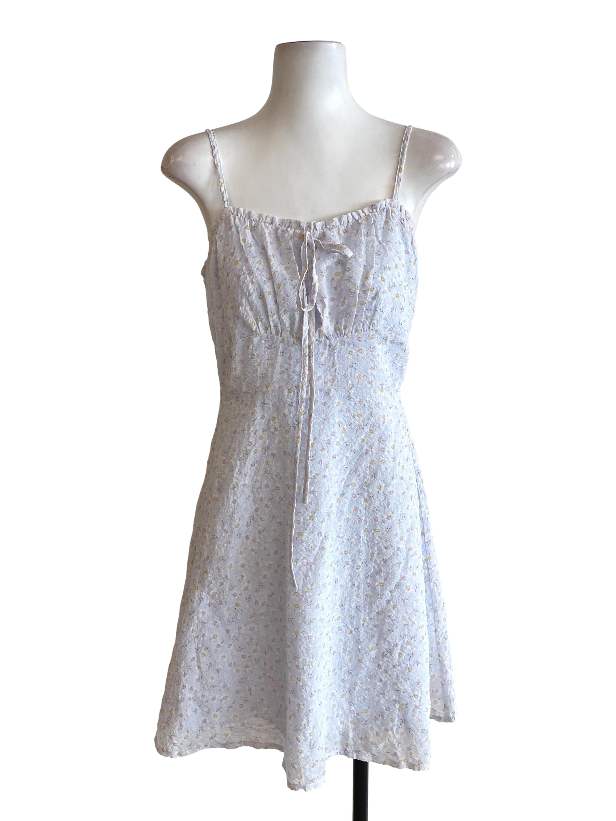 Pale Periwinkle Milkmaid Floral Dress