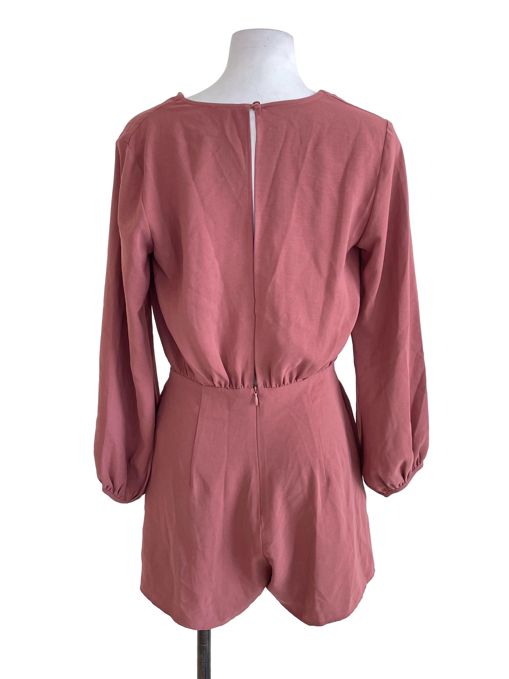 Love Bonito Bean Brown V Neck Romper | REFASH