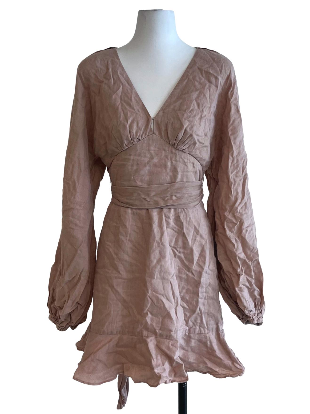 Blush Pink Linen Empire Dress