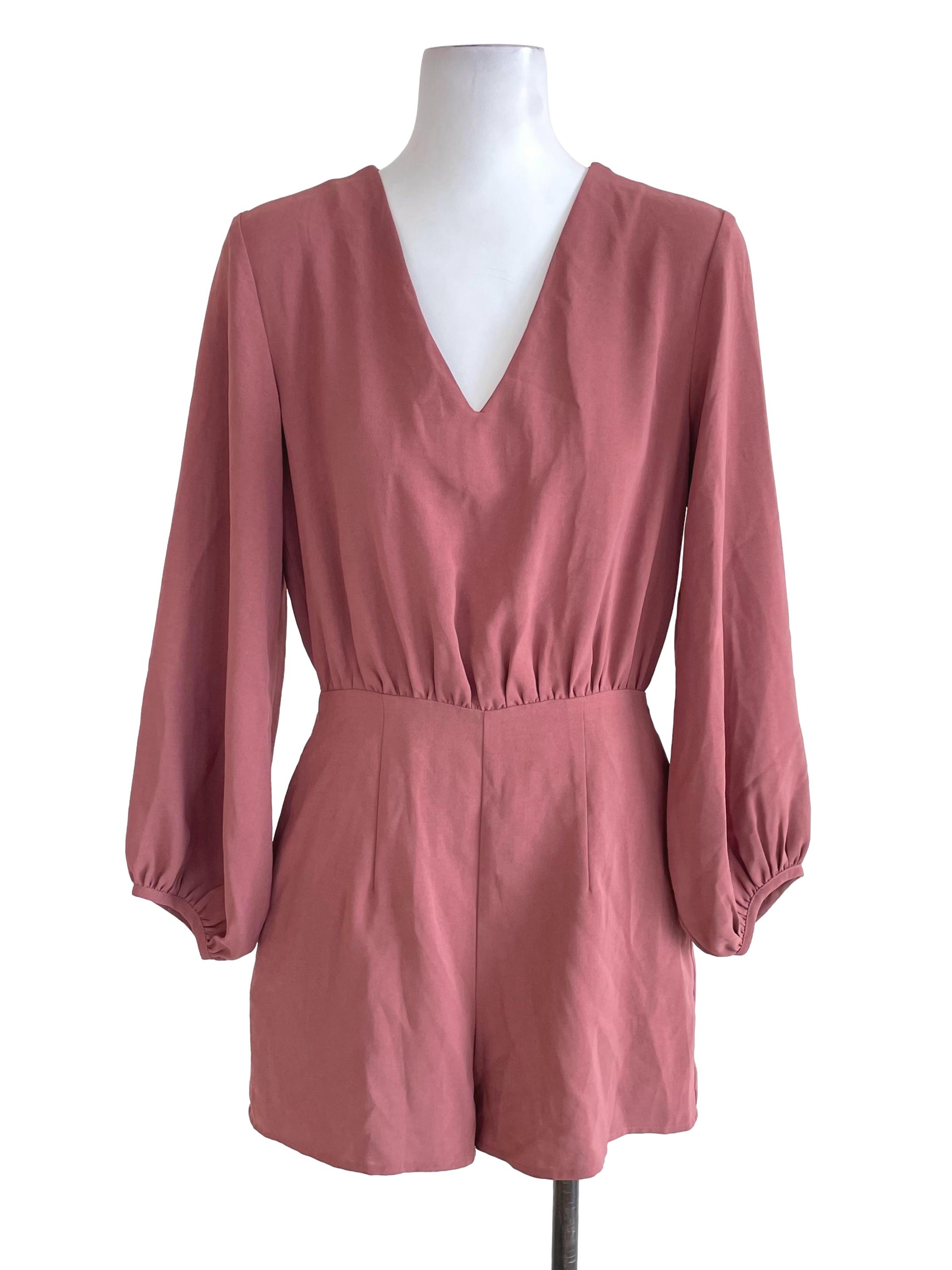 Love Bonito Bean Brown V Neck Romper | REFASH